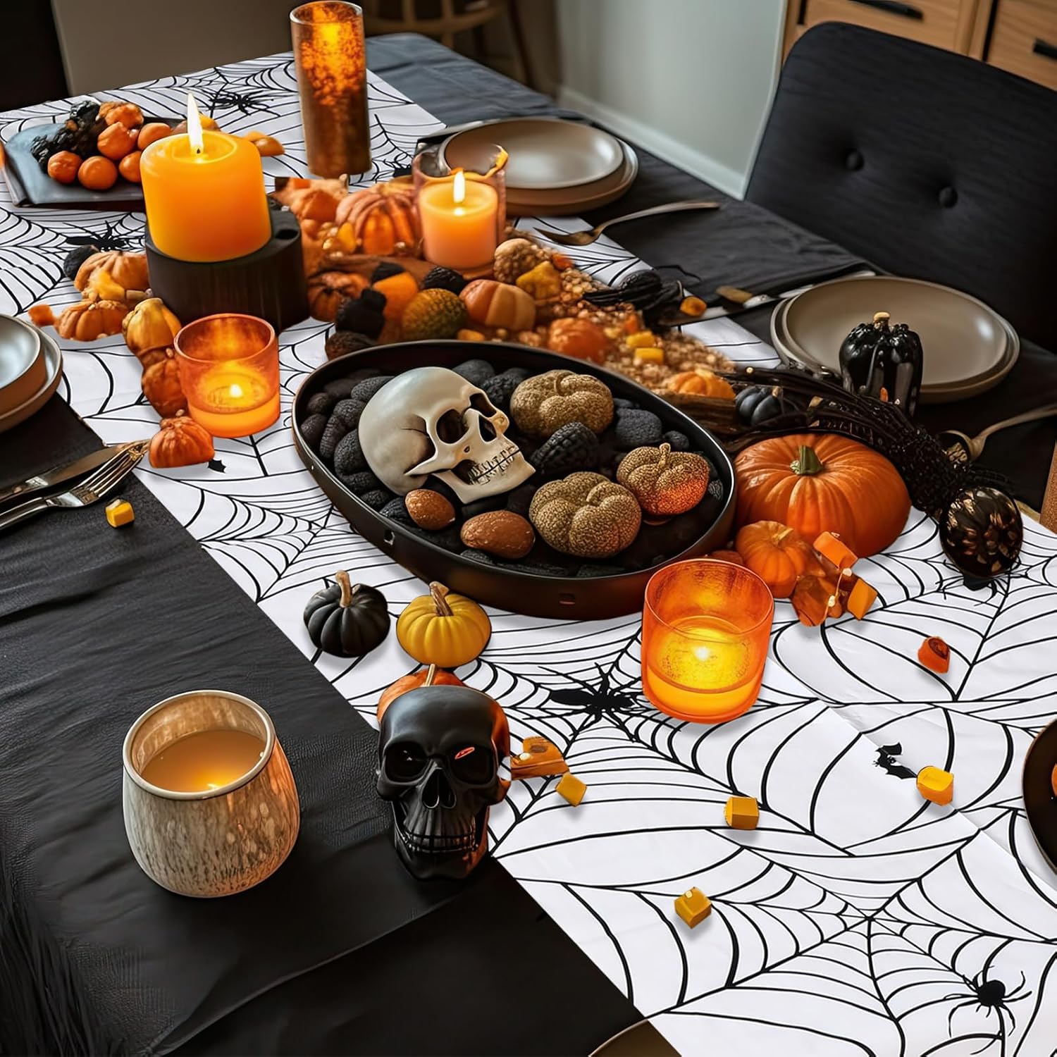 6 Pcs Halloween Table Runner Spider Web Decoration
