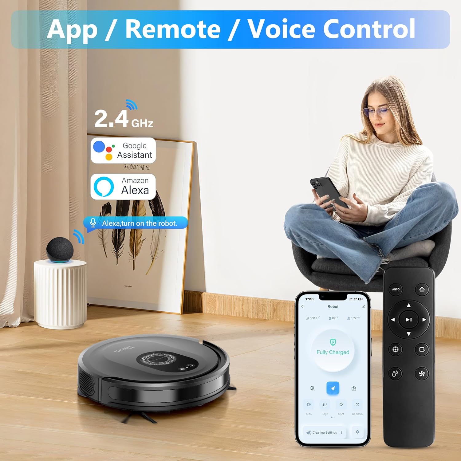 Tikom Robot Vacuum and Mop Combo with 5000Pa Suction