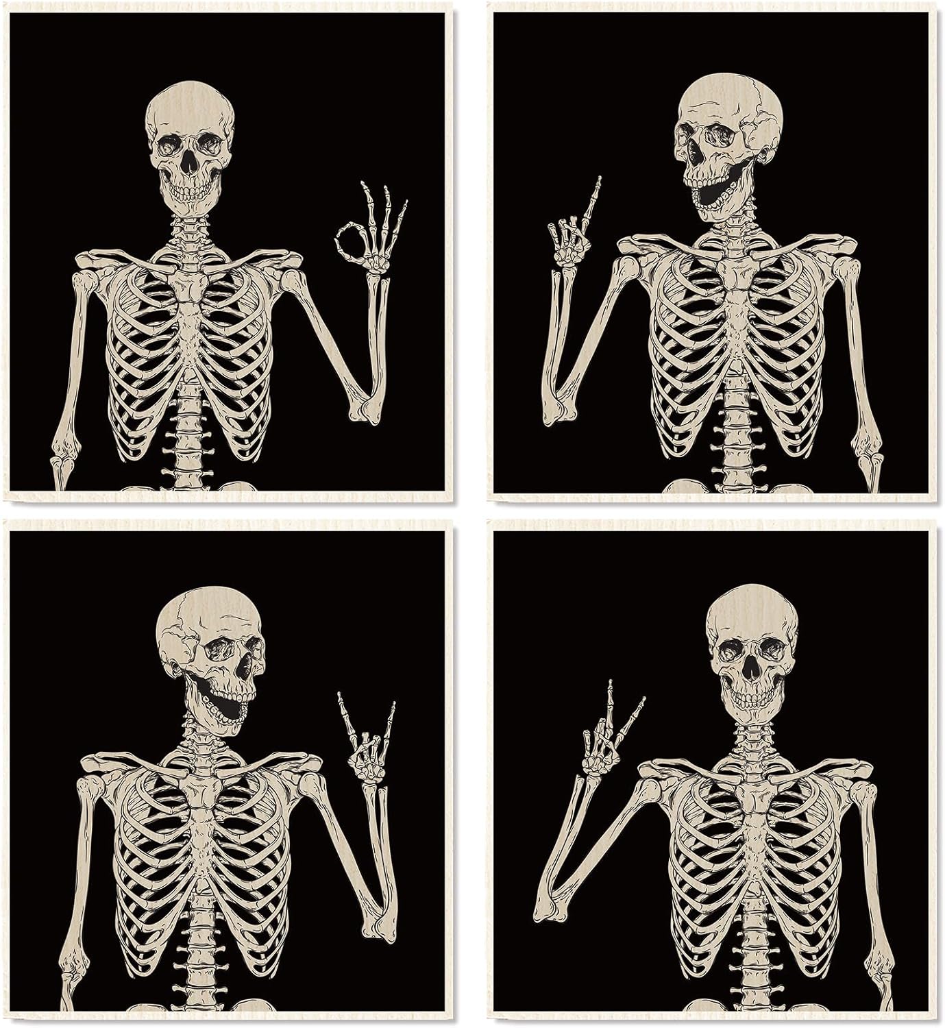 Whaline 4Pcs Halloween Skeleton Dishcloth Set