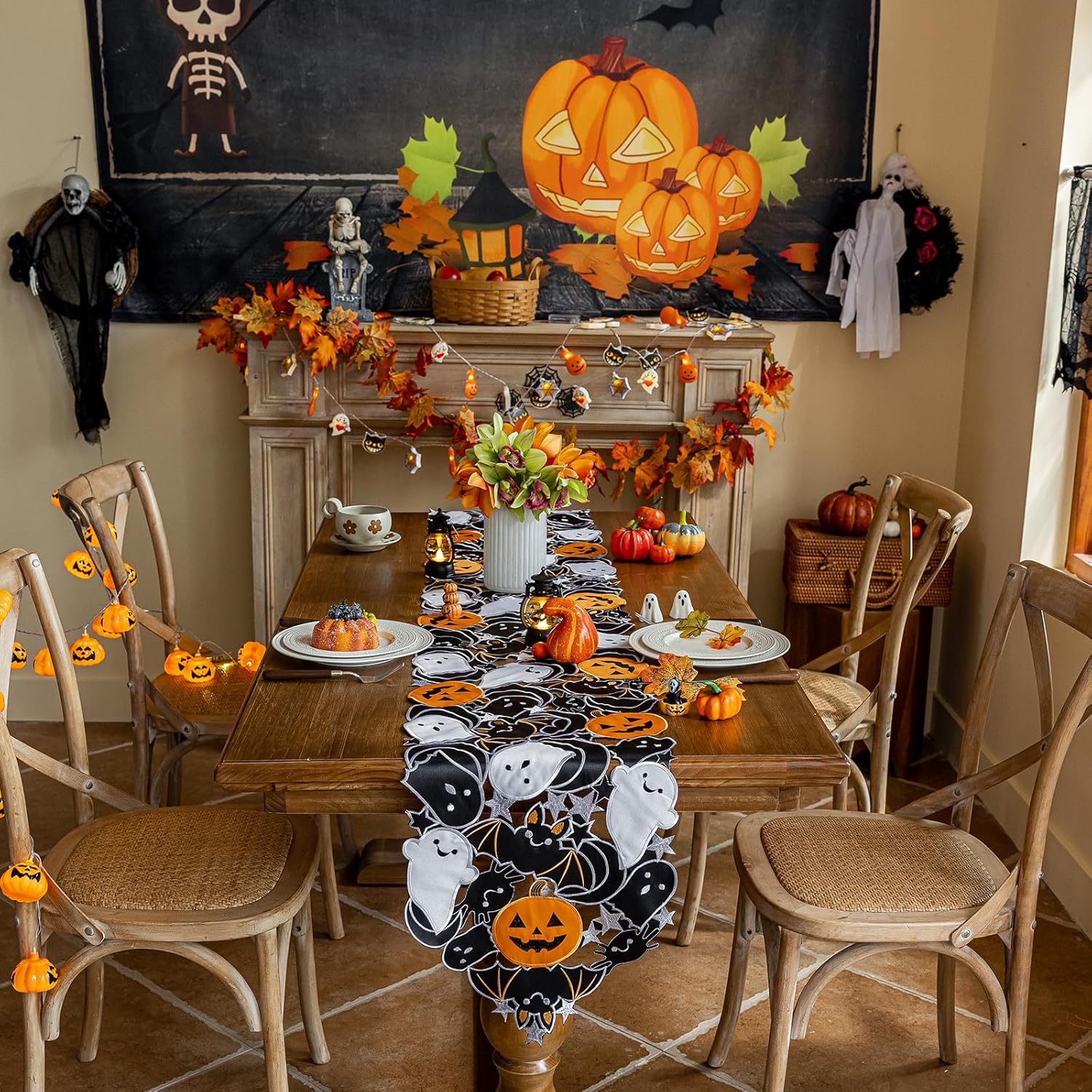 Joyfol Day Halloween Table Runner 14x59 Inch
