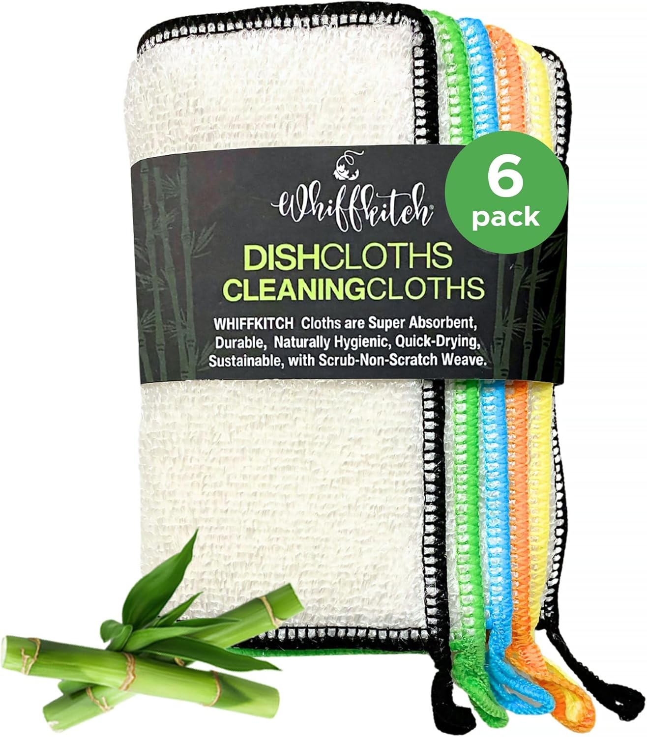 Whiffkitch Dishcloths Towels 6 Pack Multi Color