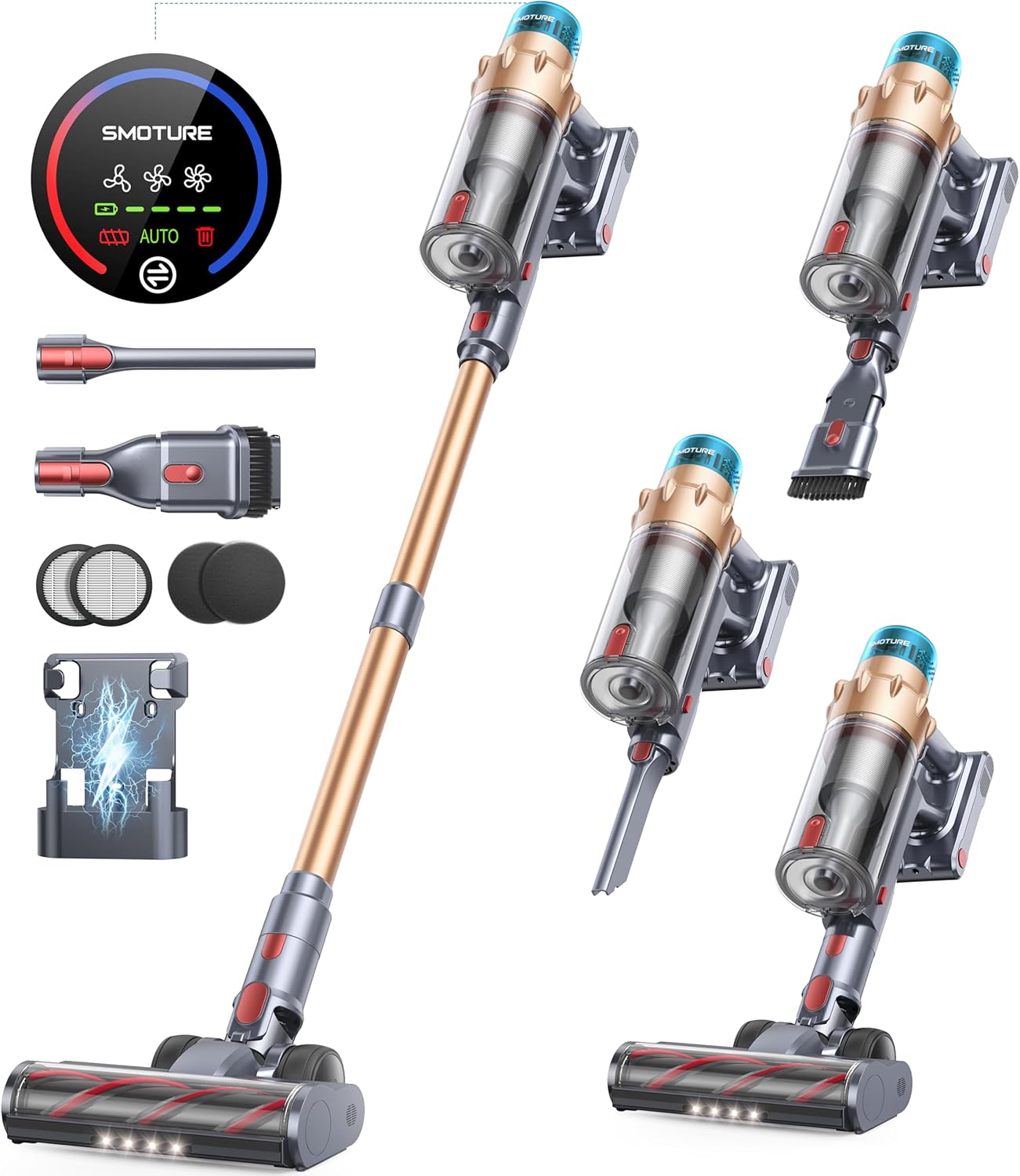 SMOTURE Cordless Vacuum Cleaner 550W 45KPA 60 Mins Runtime