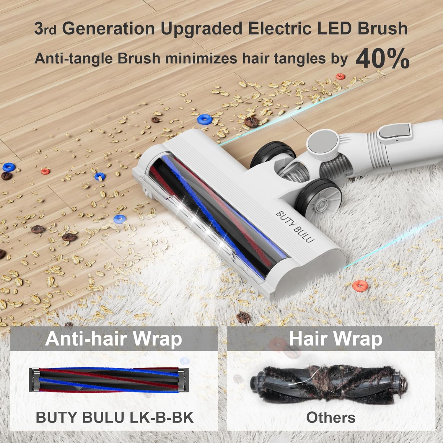 Buty Bulu Cordless Stick Vacuum Cleaner with 30KPa Suction Power