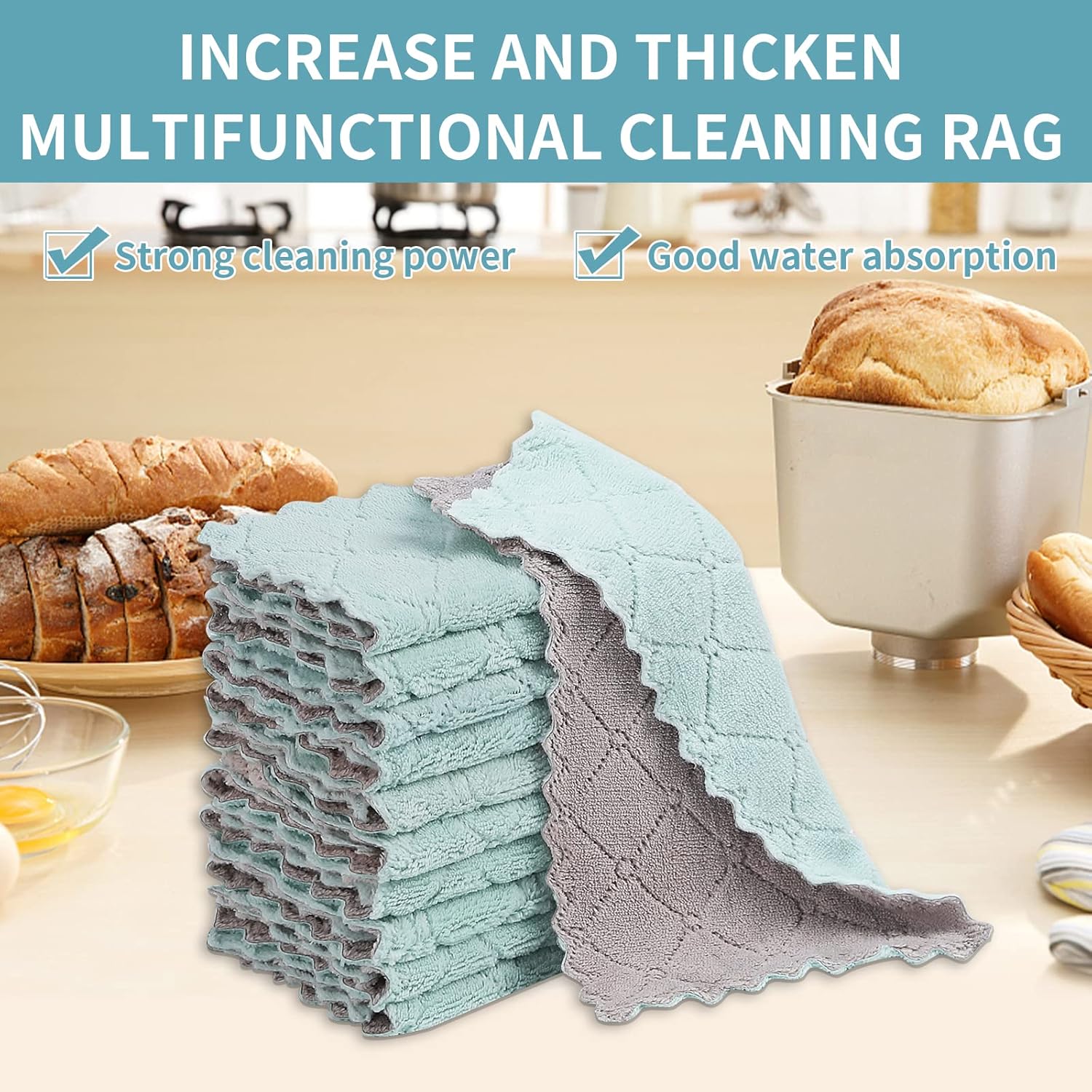 10 Pack Super Absorbent Dish Cloths Nonstick Reusable Kitchen Towels