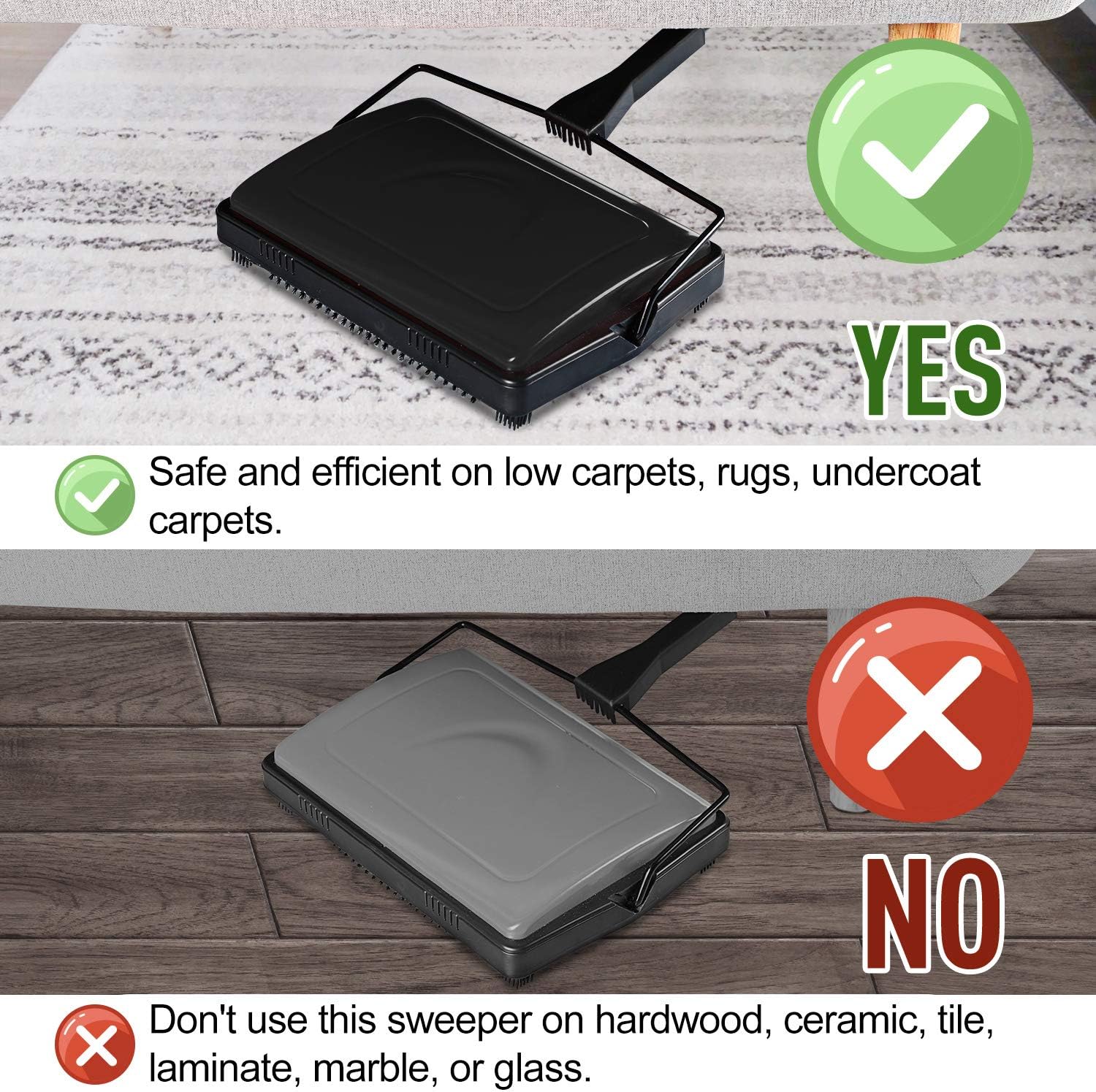 Yocada Multi-Functional Carpet Sweeper with Brush Black