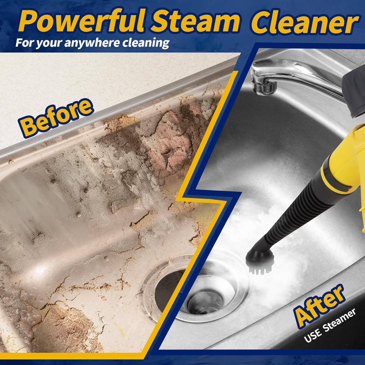 STRCEAT Handheld Steam Cleaner with 12 Accessories and Safety Lock