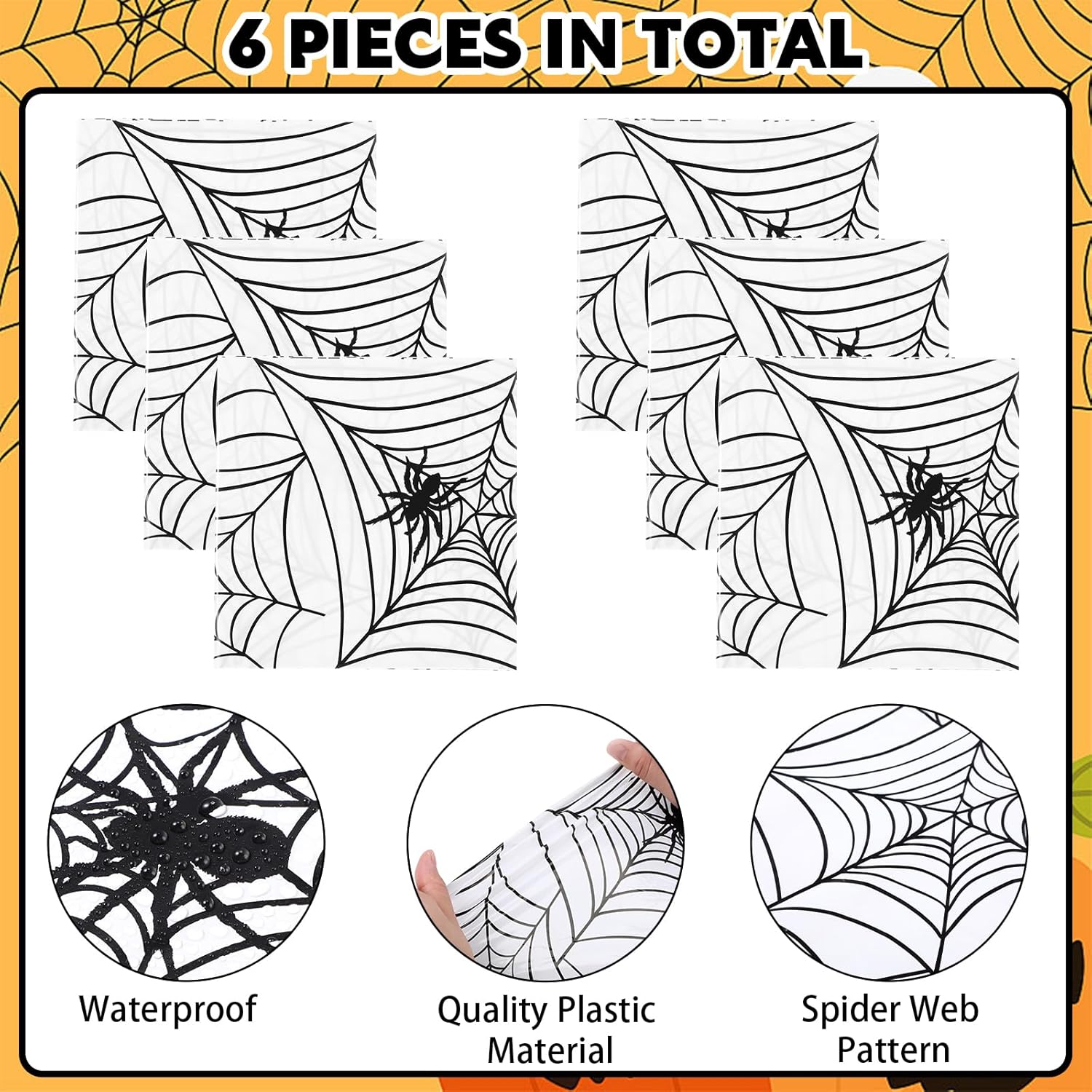 6 Pcs Halloween Table Runner Spider Web Decoration