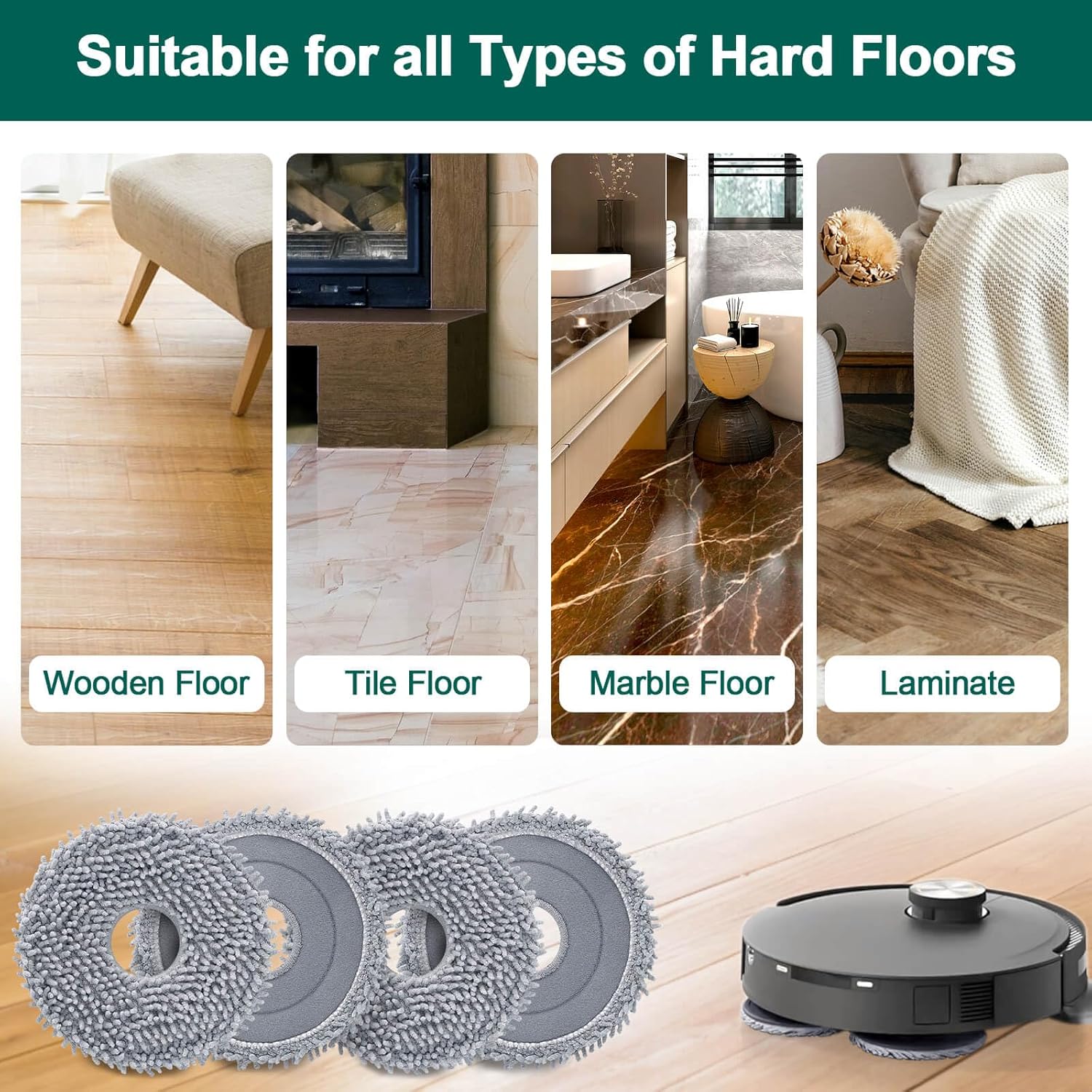 Robot Mop Pad Replacement for Roborock Q Revo 8 PCS