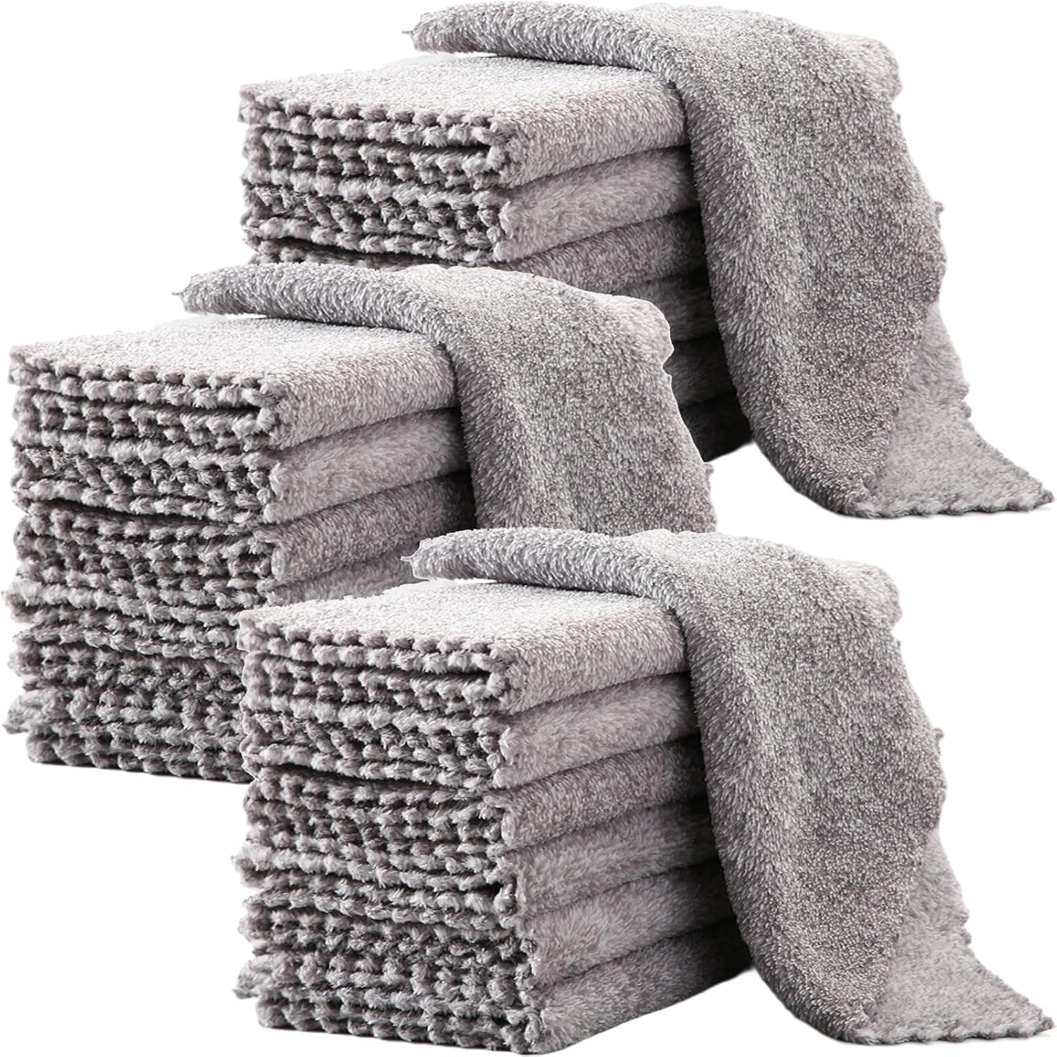 20 Pack Reusable Dish Cloths Soft Coral Fleece Nonstick Microfiber