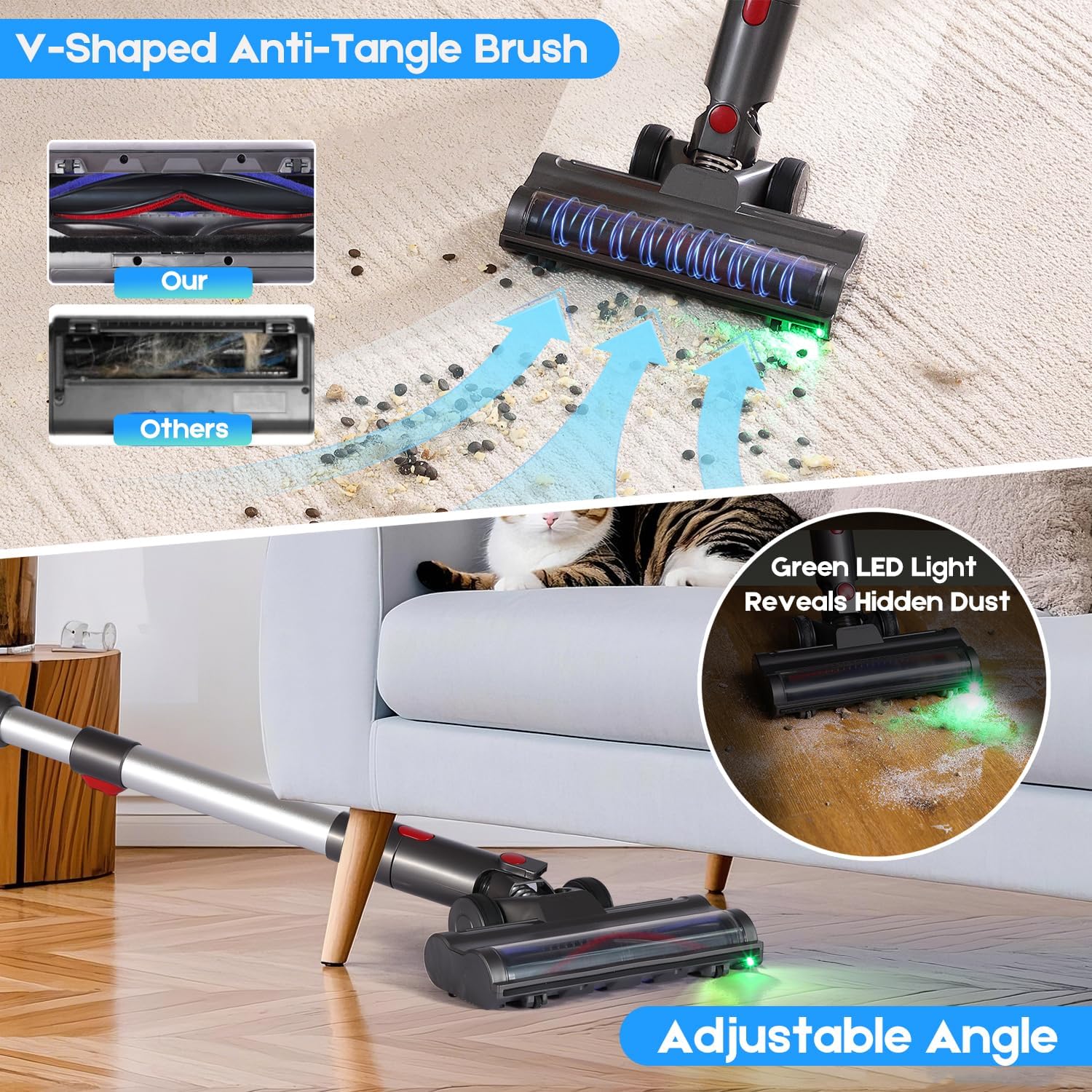 PRAVOLE 8-in-1 Cordless Stick Vacuum Cleaner