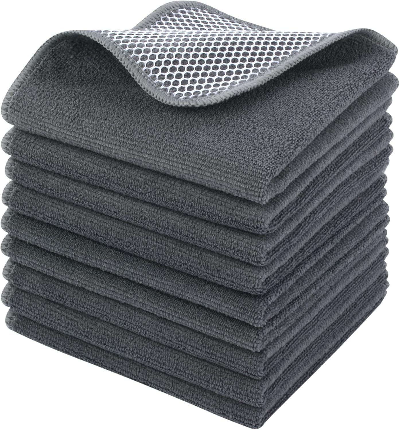 KinHwa 12inchx12inch Gray Microfiber Dish Cloths 9 Pack