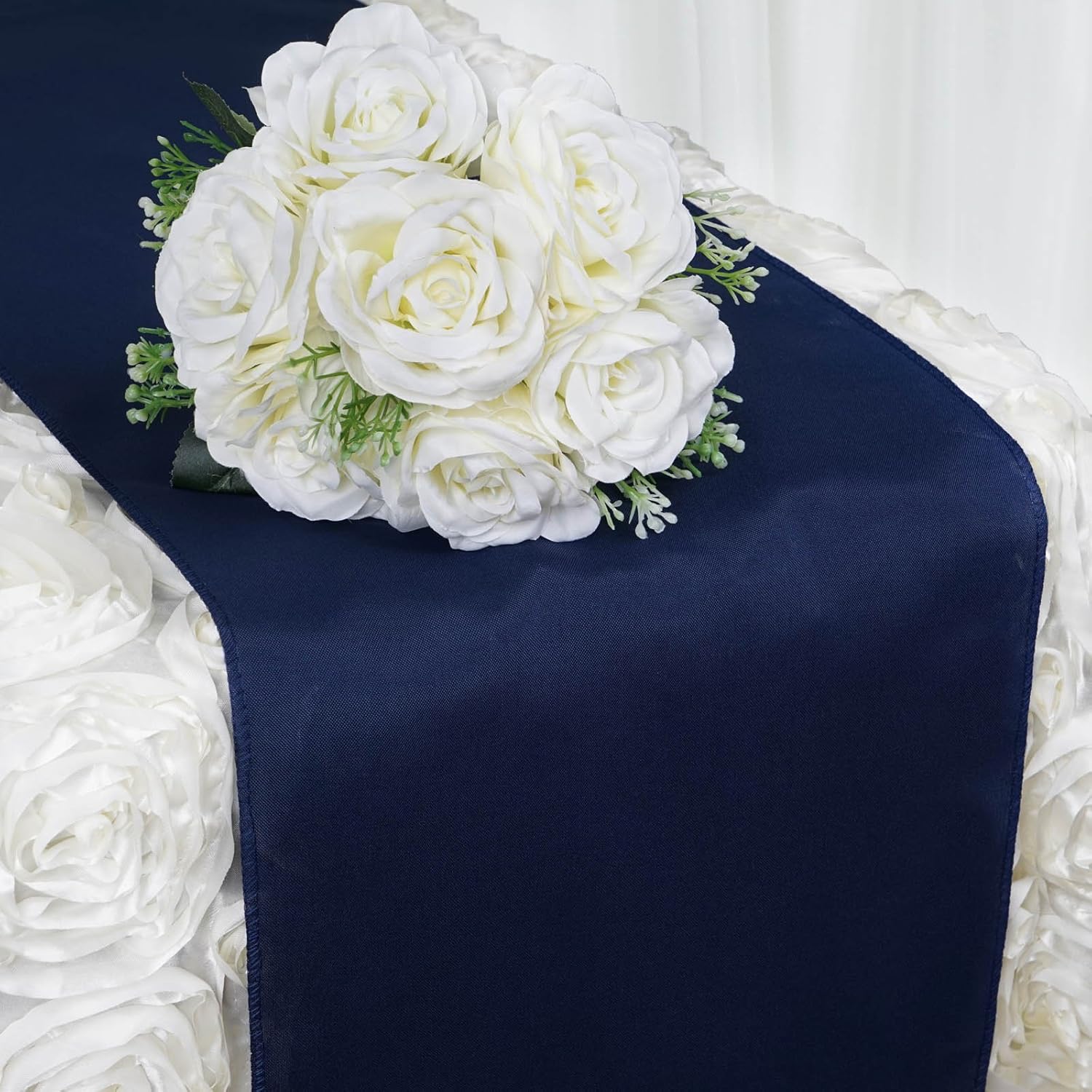 Navy Blue Table Runner 12x108 Inch Handcrafted Wedding Decor