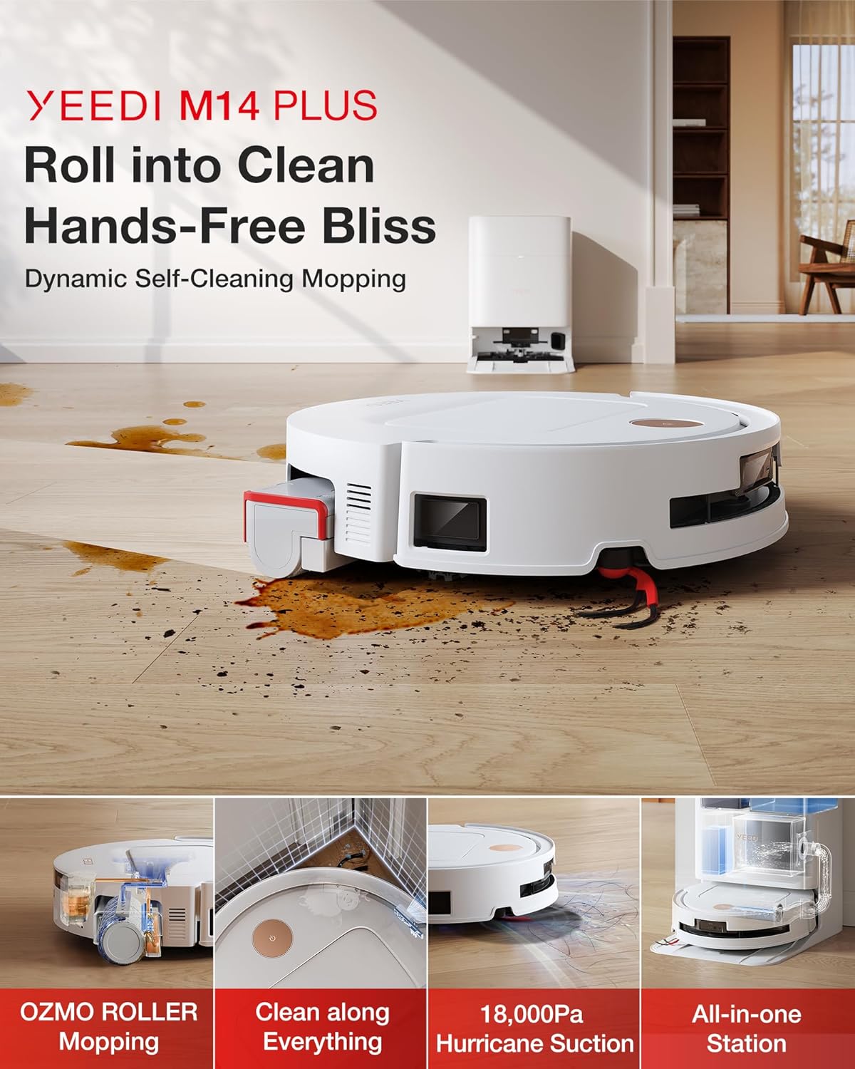 Yeedi M14 Plus Robot Vacuum and Mop with All-in-One Station