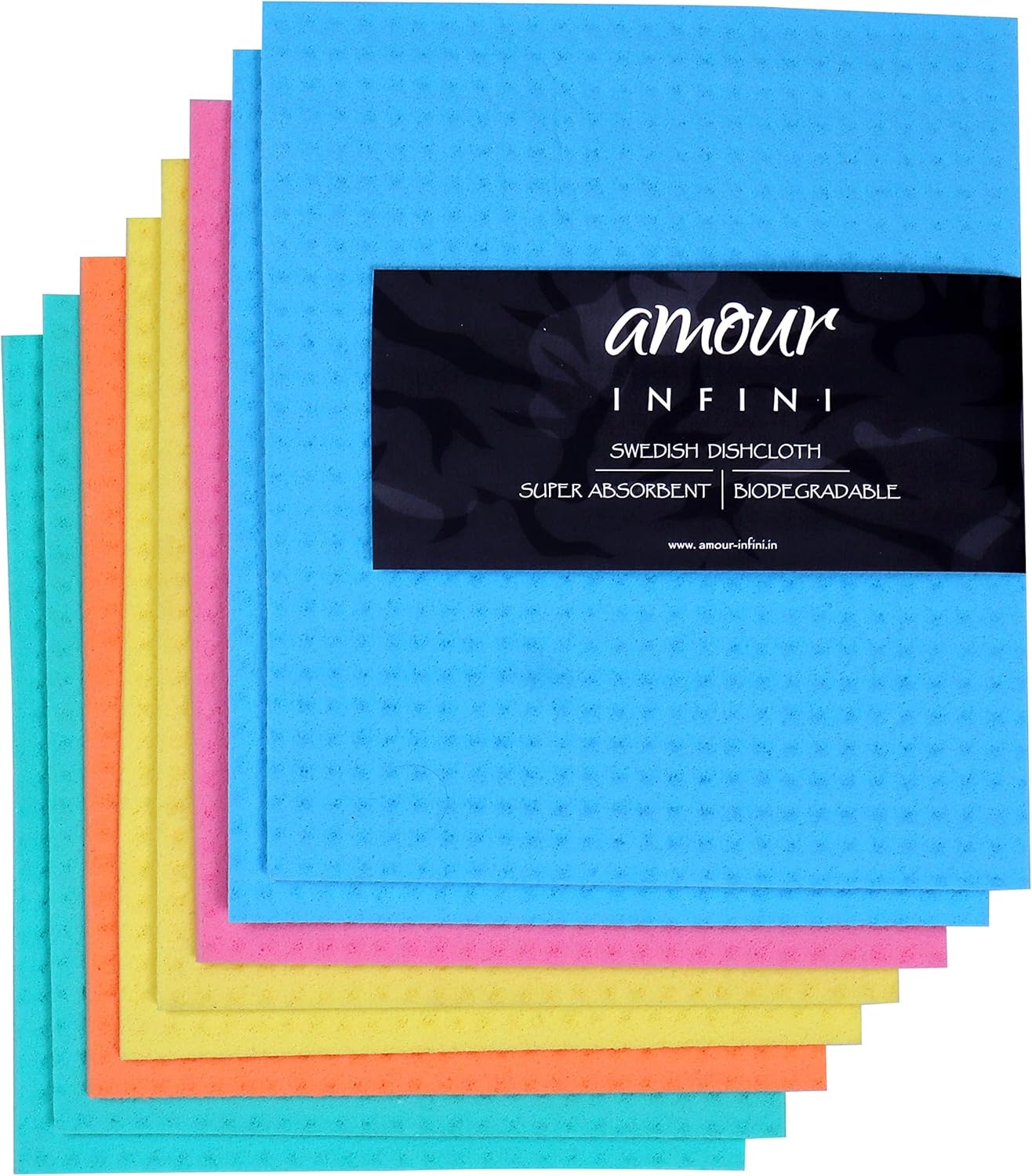 AMOUR INFINI 8-Pack Swedish Dishcloth - No Odor Reusable Absorbent