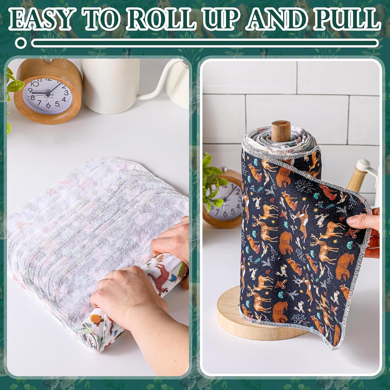 Redbaker 30 Pcs Reusable Paper Towels with Cardboard Roll