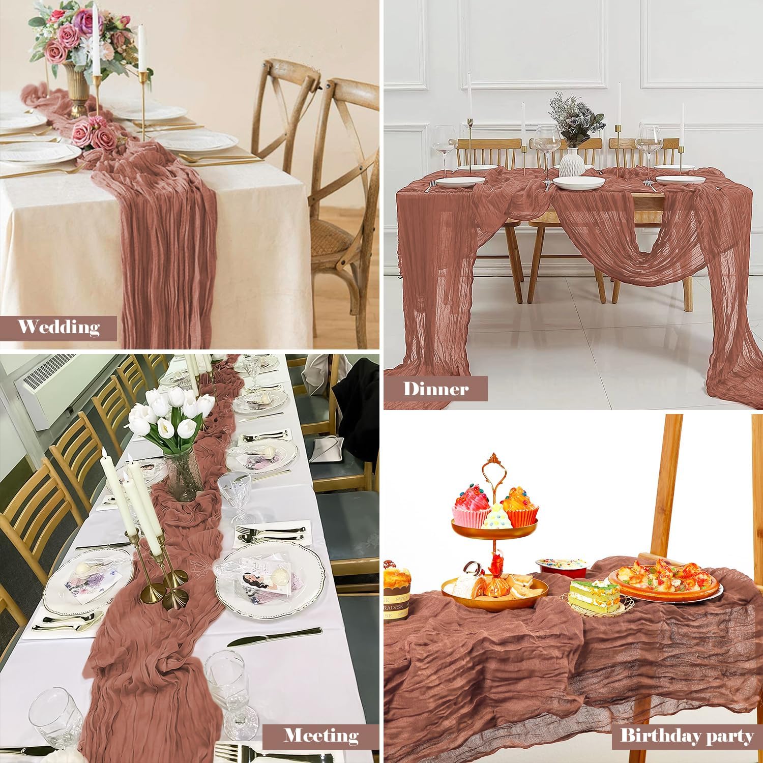 6 Pack Dusty Pink Cheesecloth Table Runners 10 Ft