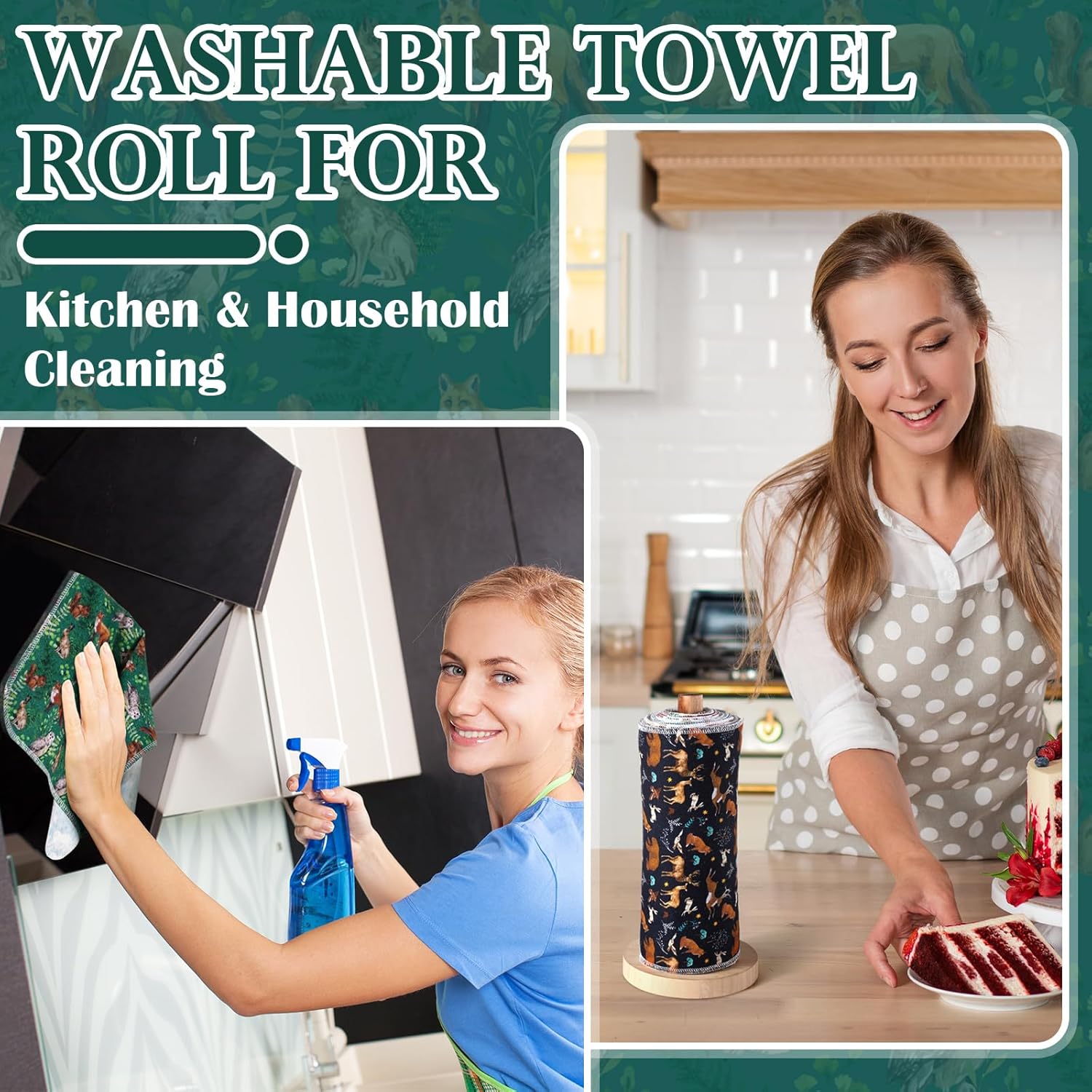 Redbaker 30 Pcs Reusable Paper Towels with Cardboard Roll