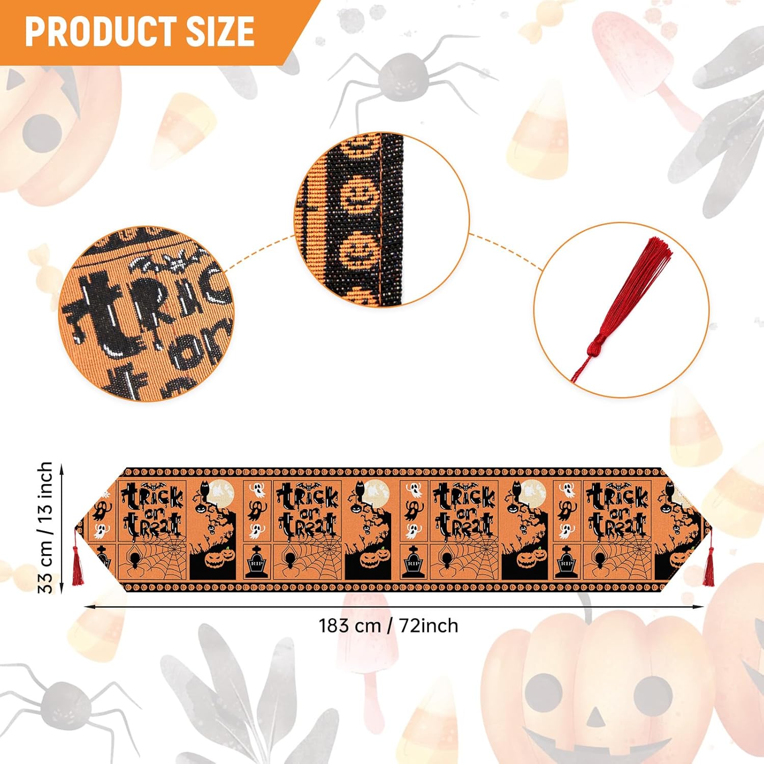 Halloween Table Runner with Pumpkin Ghost Design