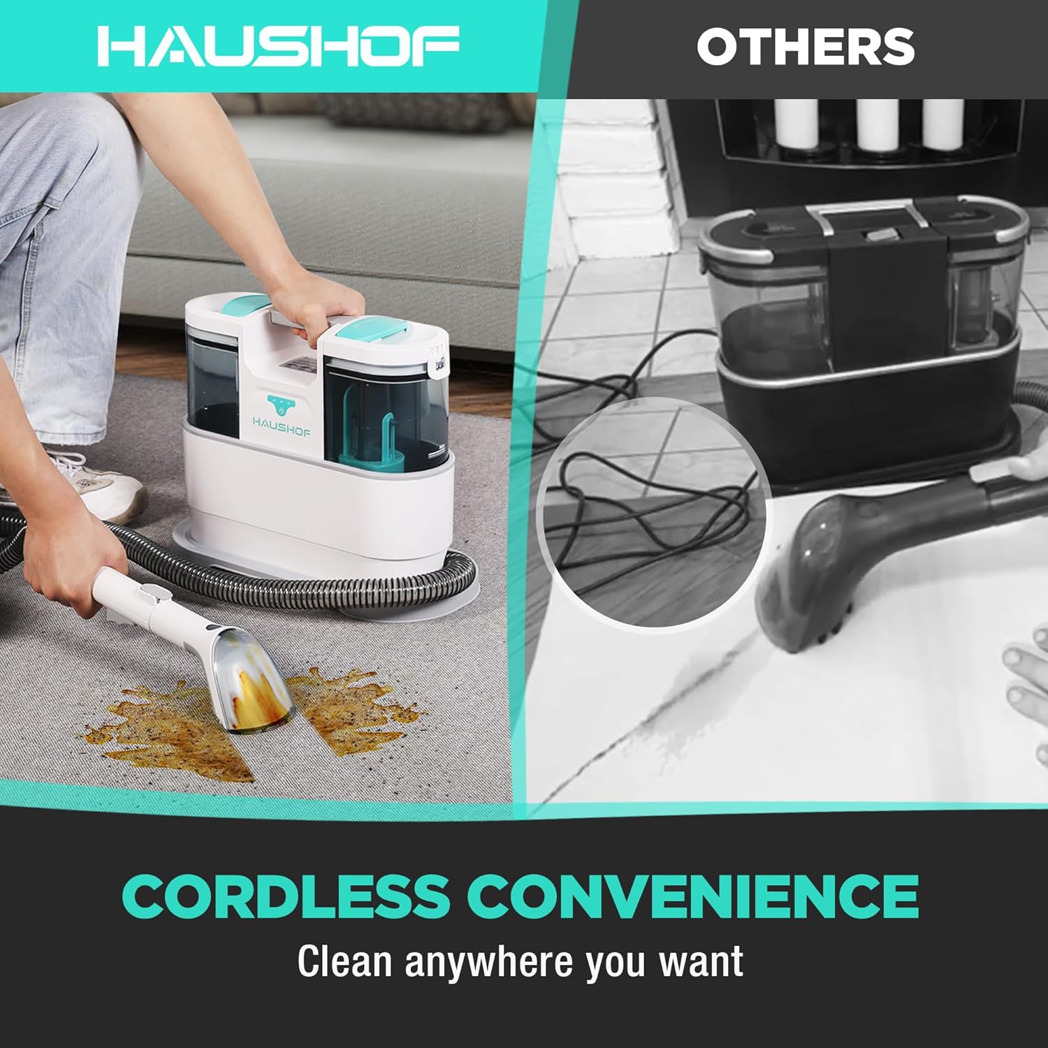 HAUSHOF Cordless Carpet Upholstery Cleaner Machine