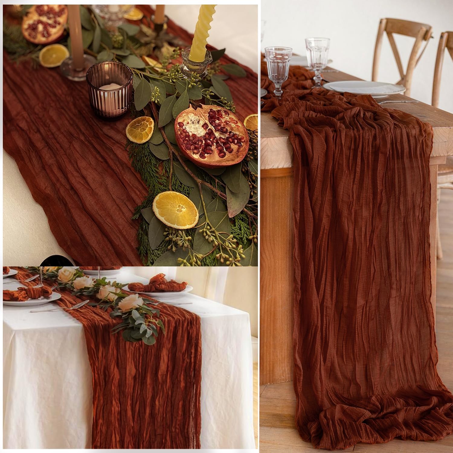 12 Pack Terracotta Cheesecloth Table Runner 10FT