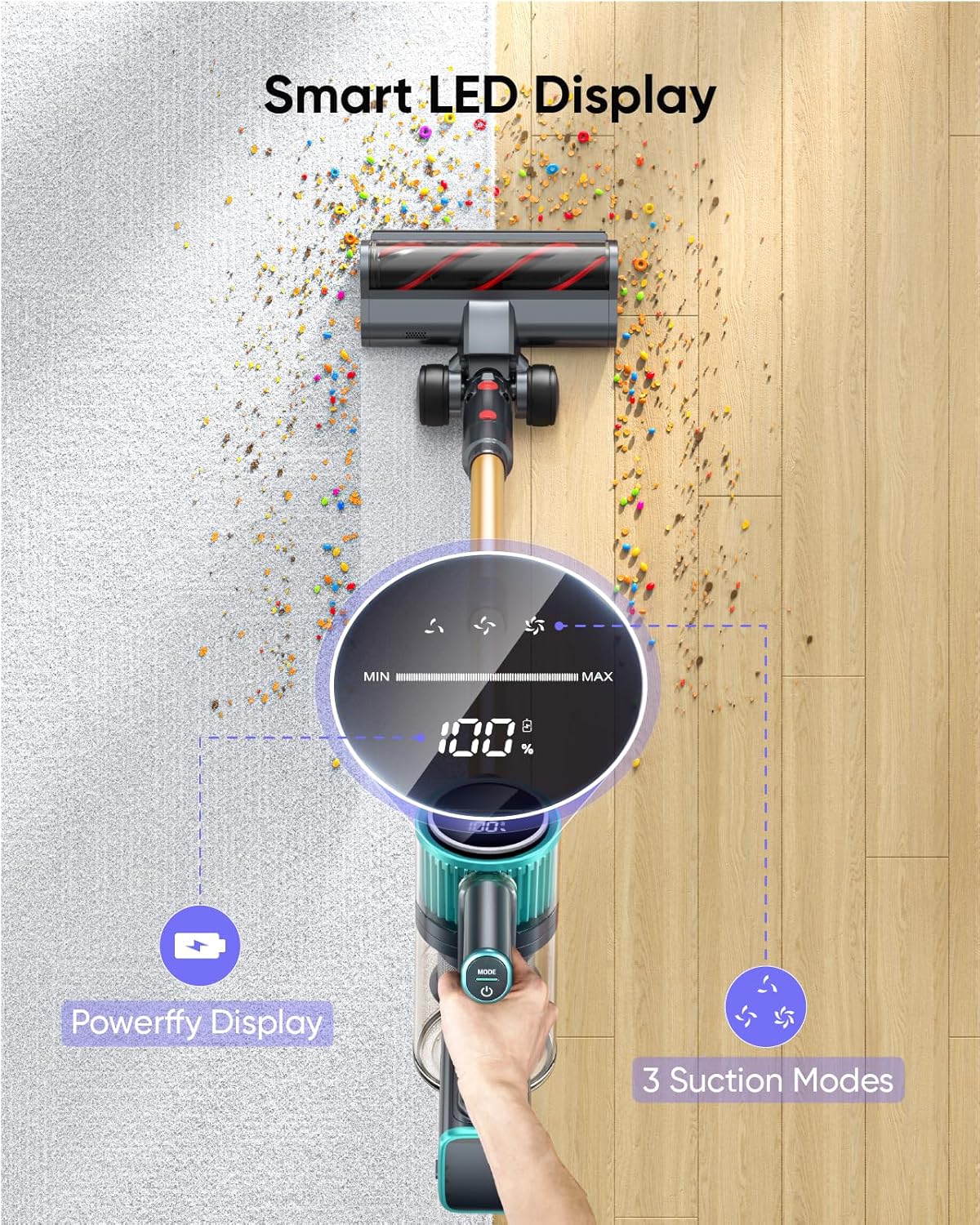 Powerffy Cordless Vacuum Cleaner 45KPa 550W