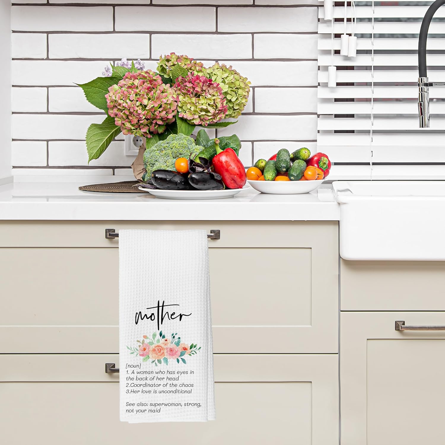 Mother Kitchen Towels Dish Cloths for Farmhouse Kitchen Bathroom 16x24 Inches