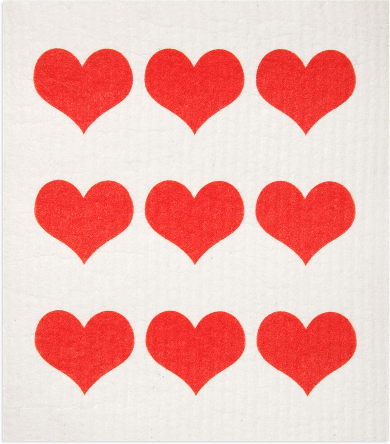 Swedish Dishcloths 2 Pack Red Heart Print Reusable Kitchen Cloths