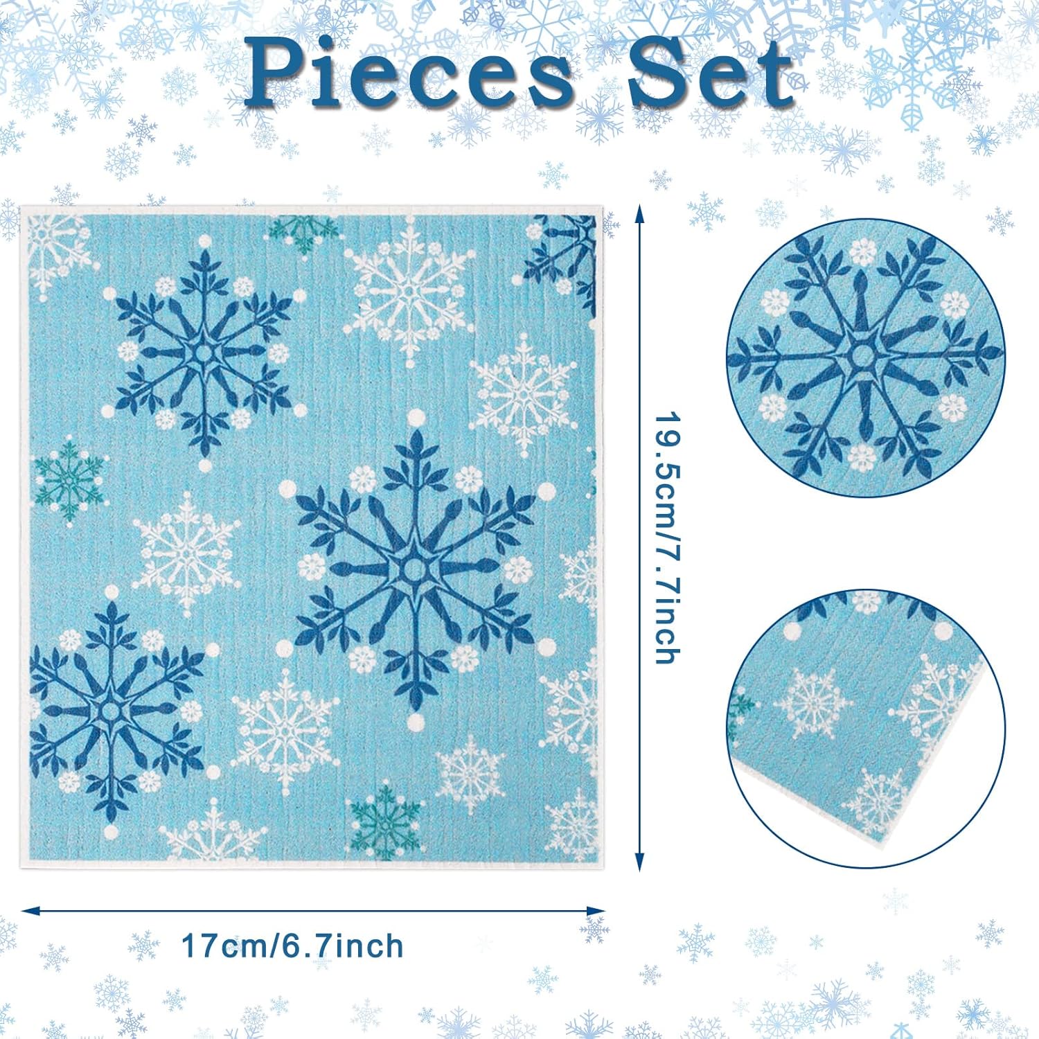 Whaline 4Pcs Christmas Swedish Dishcloths Reusable Kitchen Towels