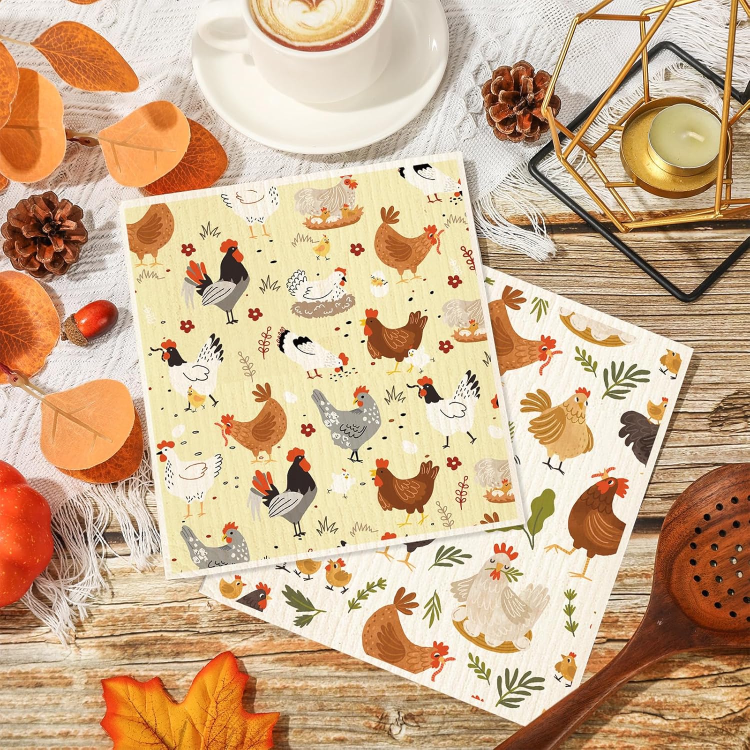6Pcs Chicken Swedish Dishcloth Set for Home Kitchen Cleaning