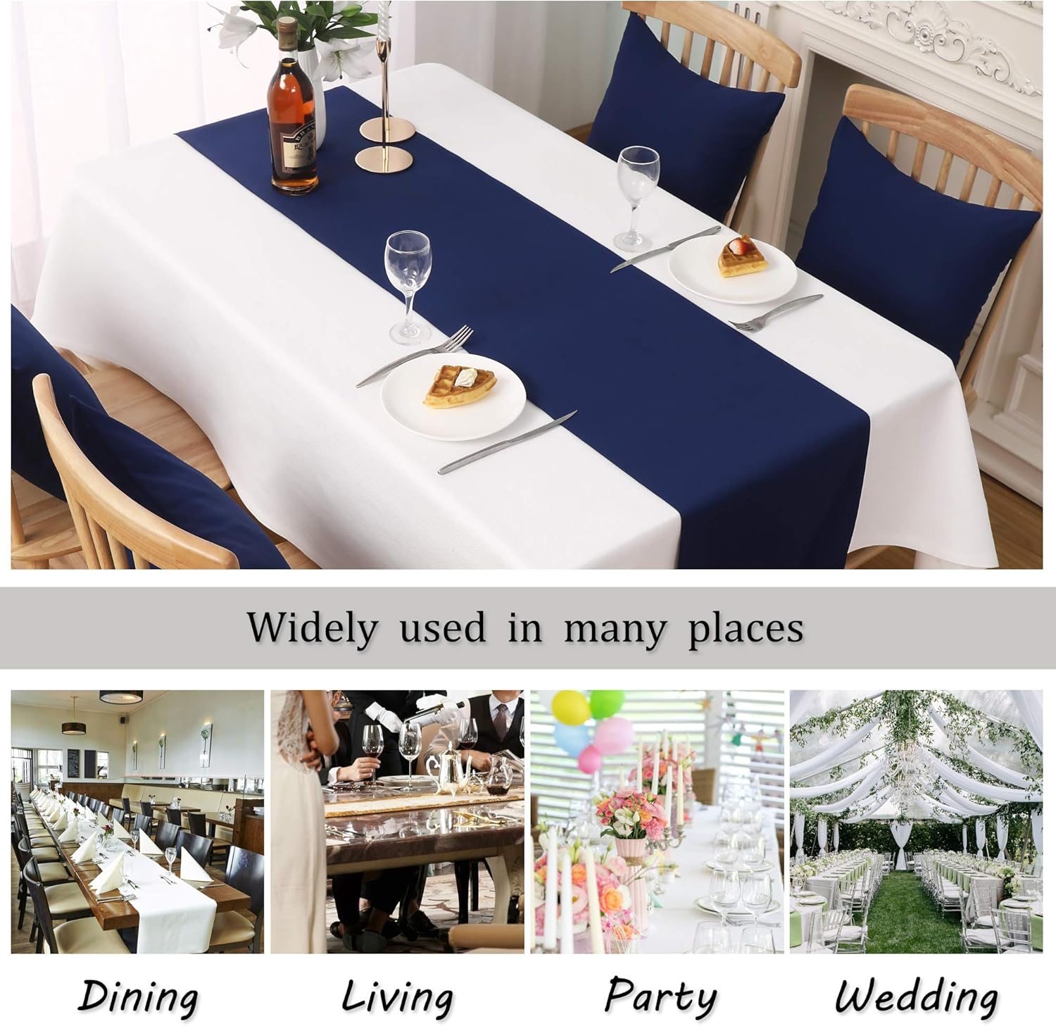 DUALIFE Navy Table Runner 14x72 Inch 2 Pieces
