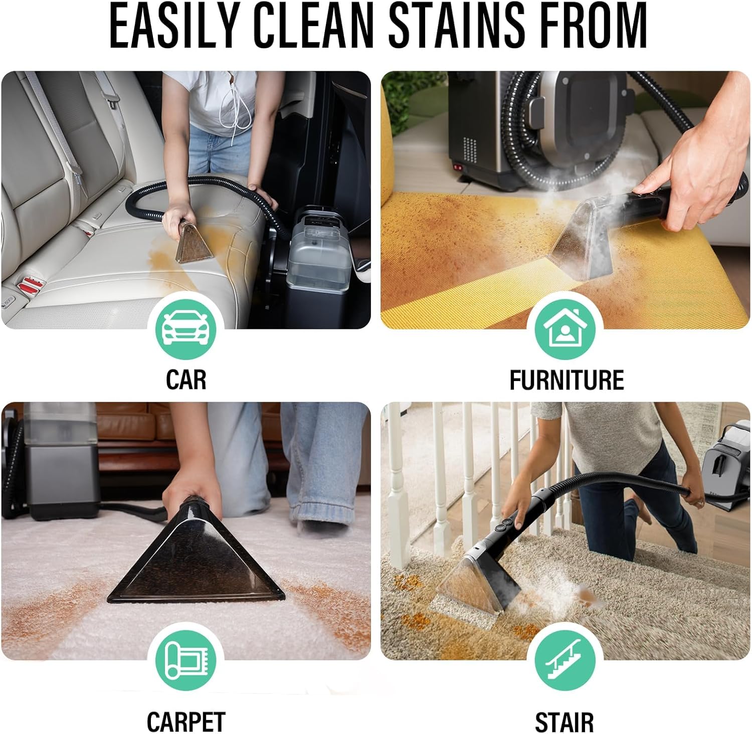 Starrybot Carpet Upholstery Cleaner with Steam and Suction