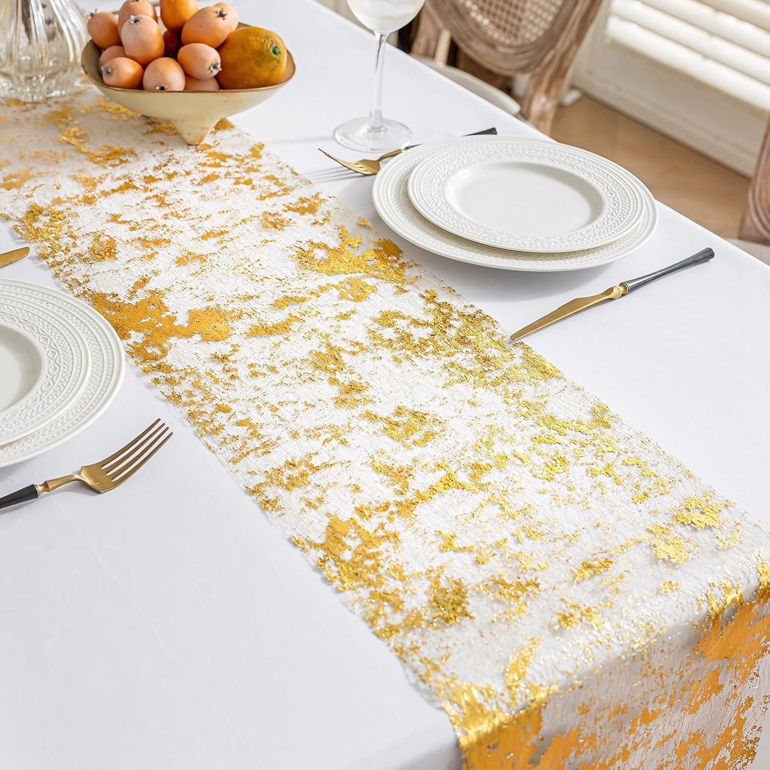 9FT Glitter Gold Table Runner Roll