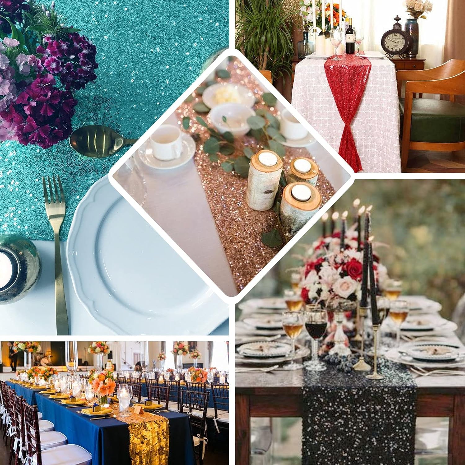 Champagne Sequin Table Runner 12x108 Inch Sparkly Decor
