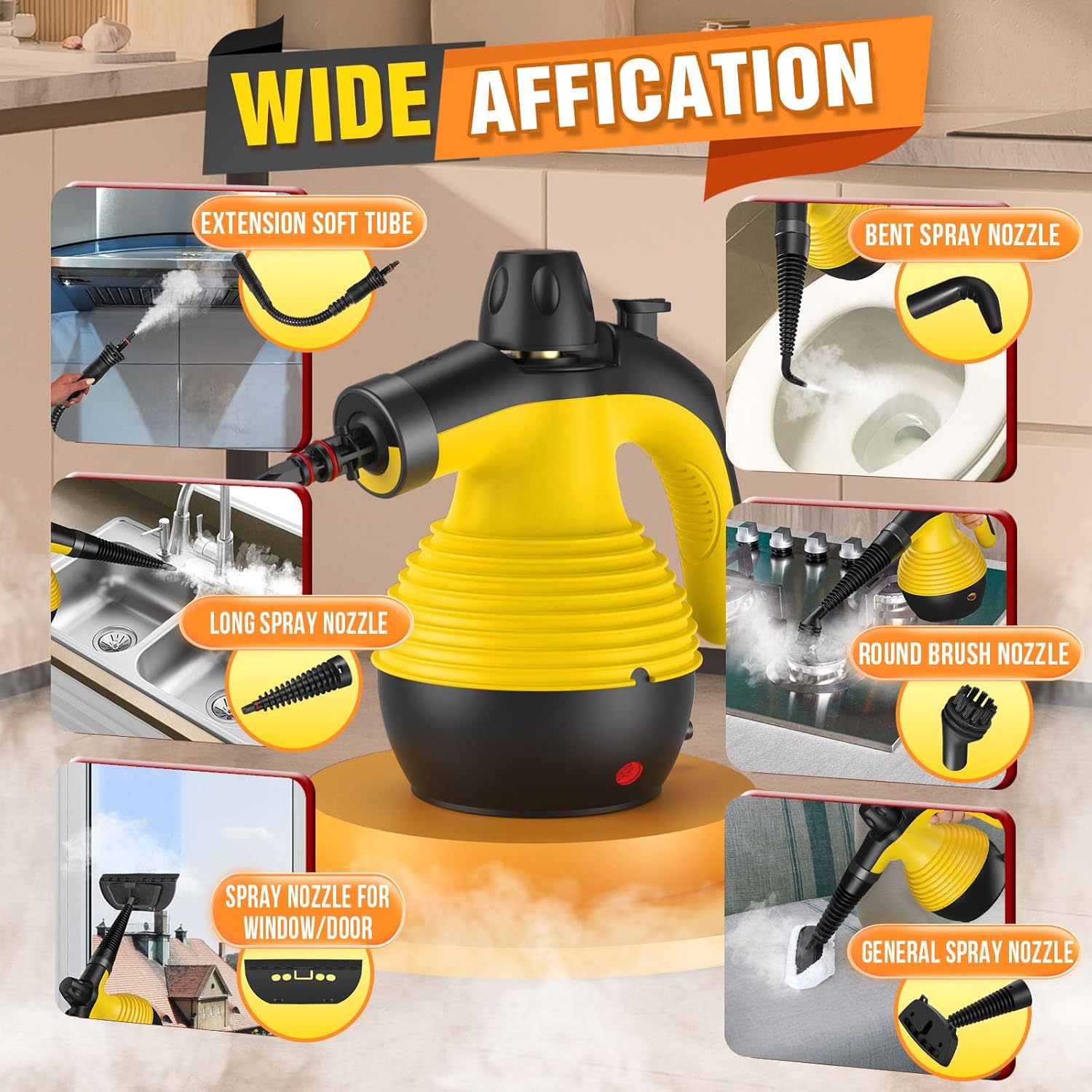 Jura Handheld Steam Cleaner with 9PCS Accessories