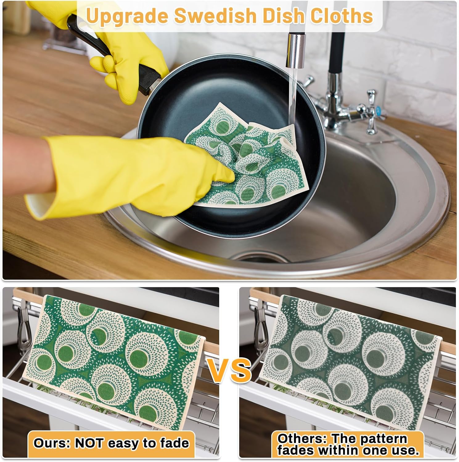 Lucomb 10 Pack Swedish Dishcloths for Kitchen