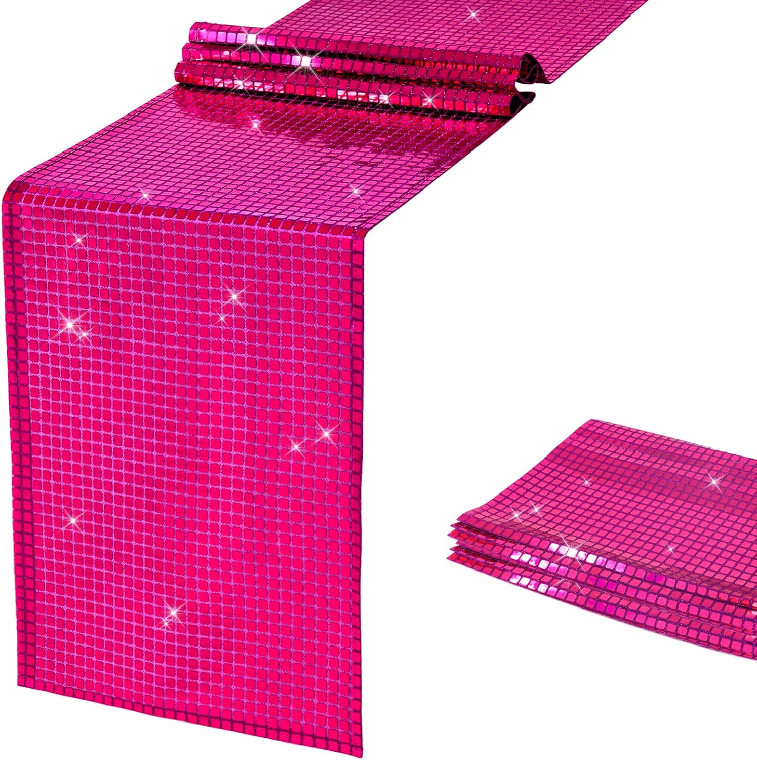 SquarePie Hot Pink Sequin Table Runner 12x108 Inches 2 Pack