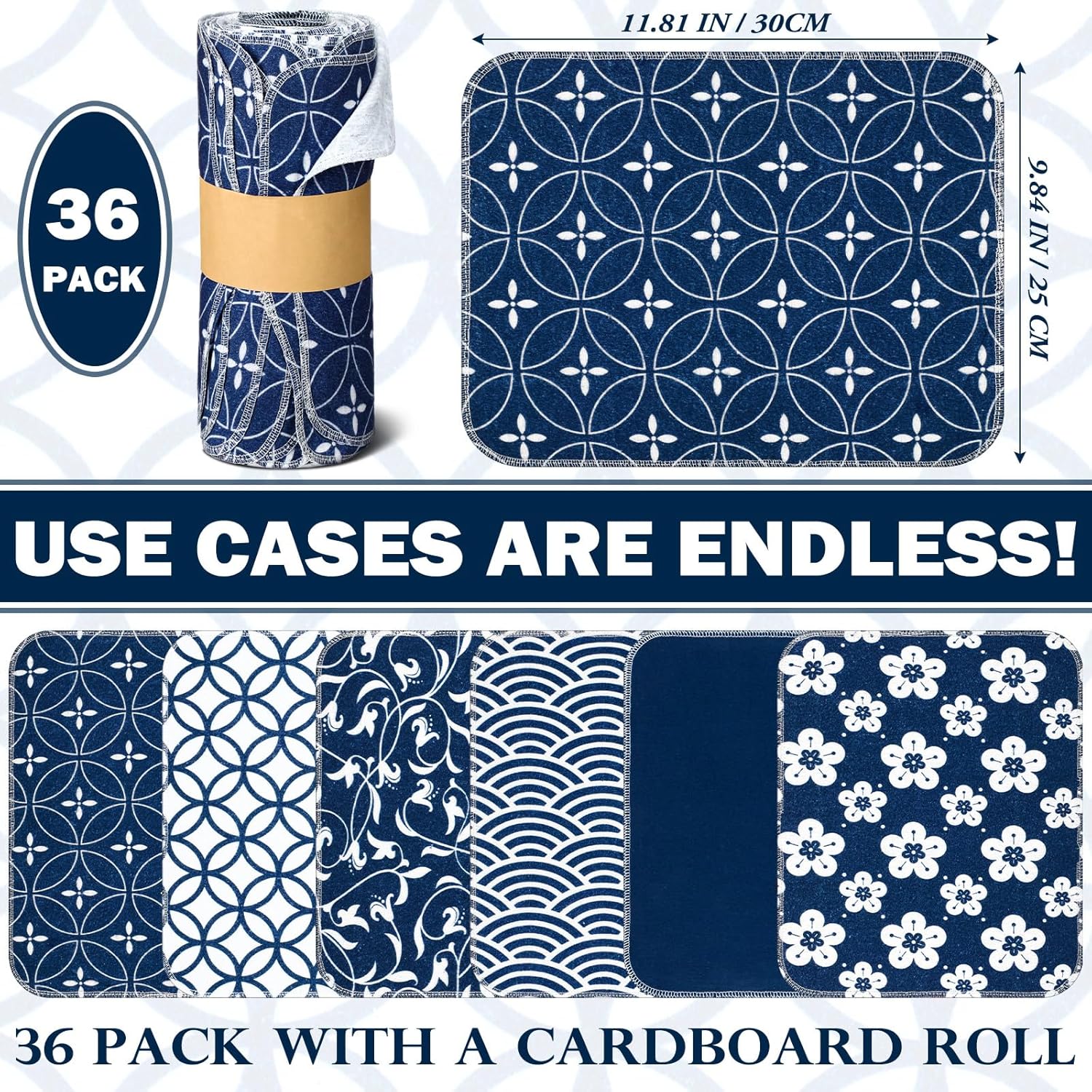36 Count Reusable Cotton Cleaning Cloths for Home Kitchen and Bathroom