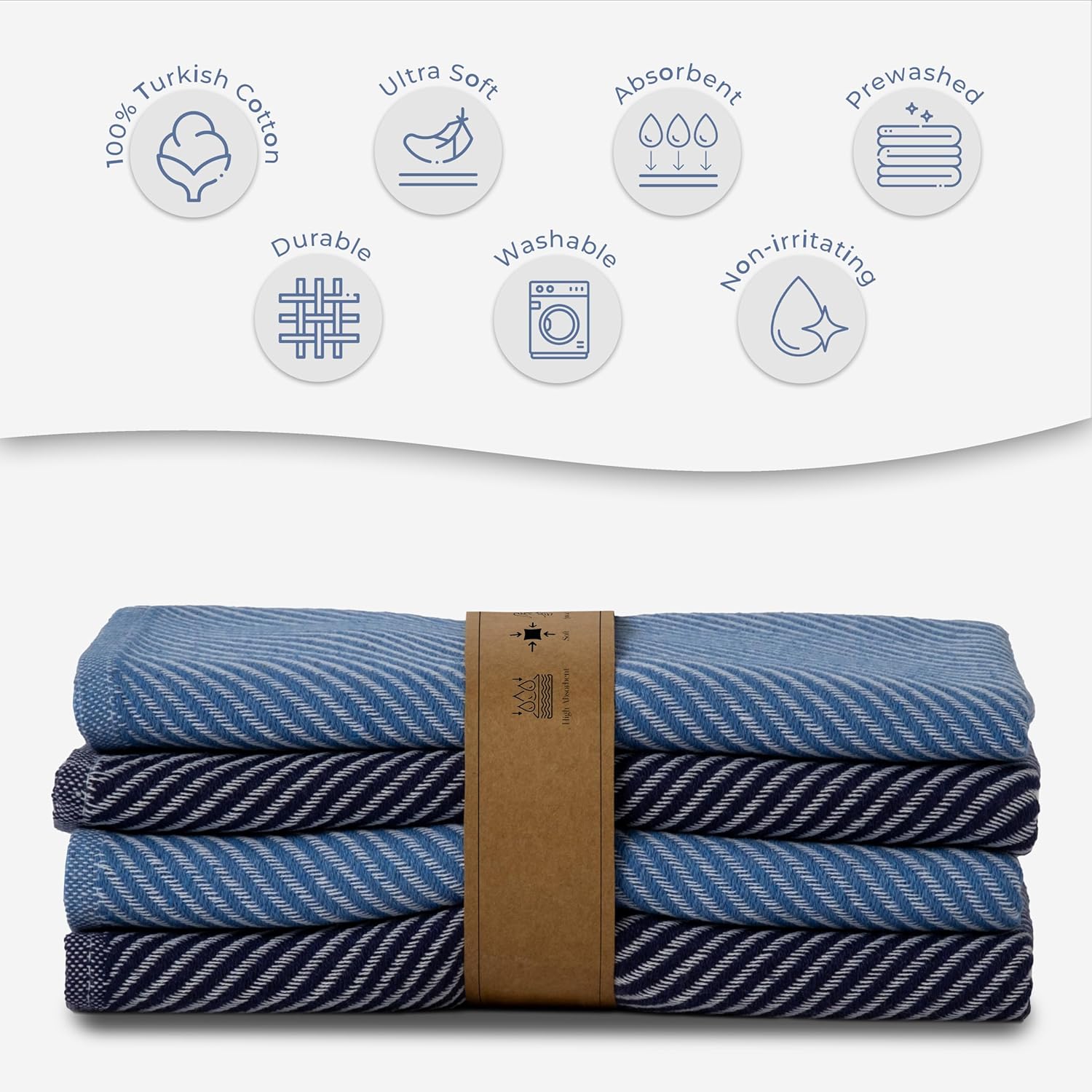 Ossano Kitchen Towels - Soft 100 Cotton Set of 4