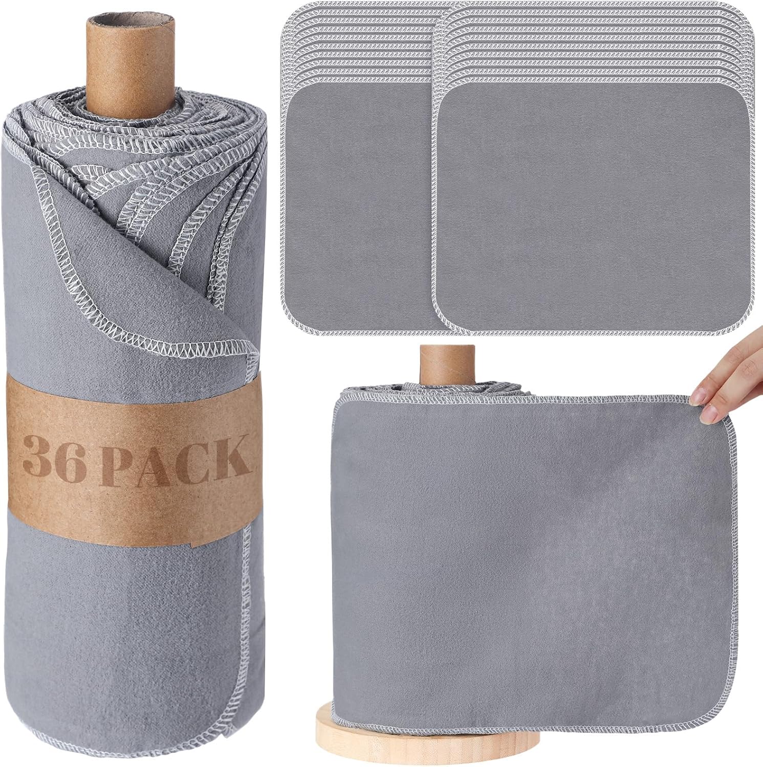 36 Count Reusable Cleaning Cloths Cotton Kitchen Towels Gray