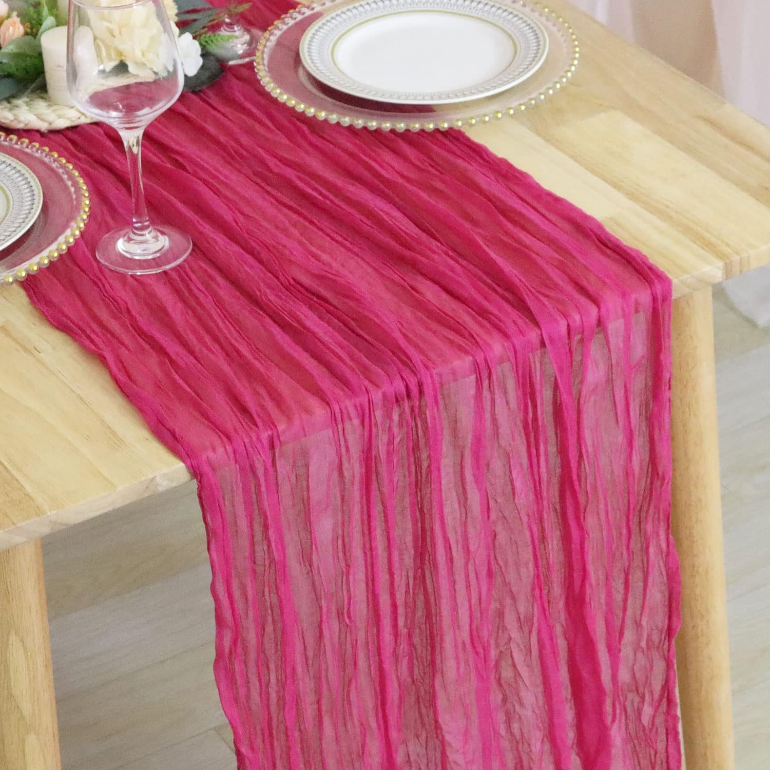 FUHSY Hot Pink Cheesecloth Table Runner 10 Pack