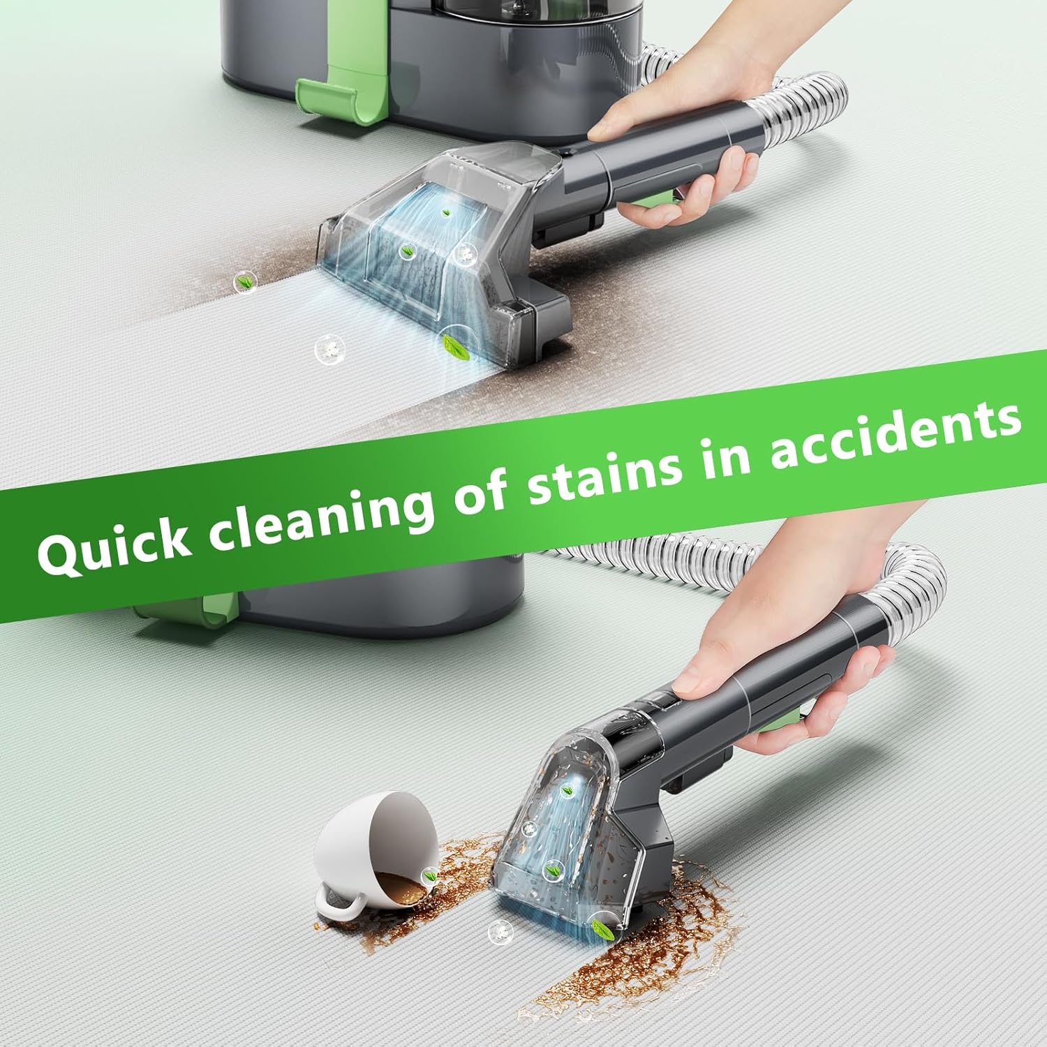 Carpet Cleaner Machine with 18Kpa Suction and 500W Power