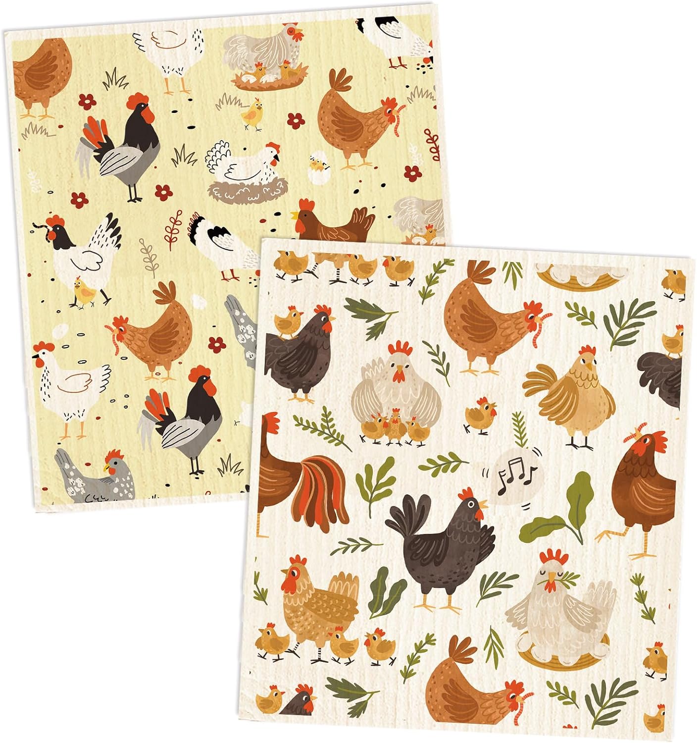6Pcs Chicken Swedish Dishcloth Set for Home Kitchen Cleaning