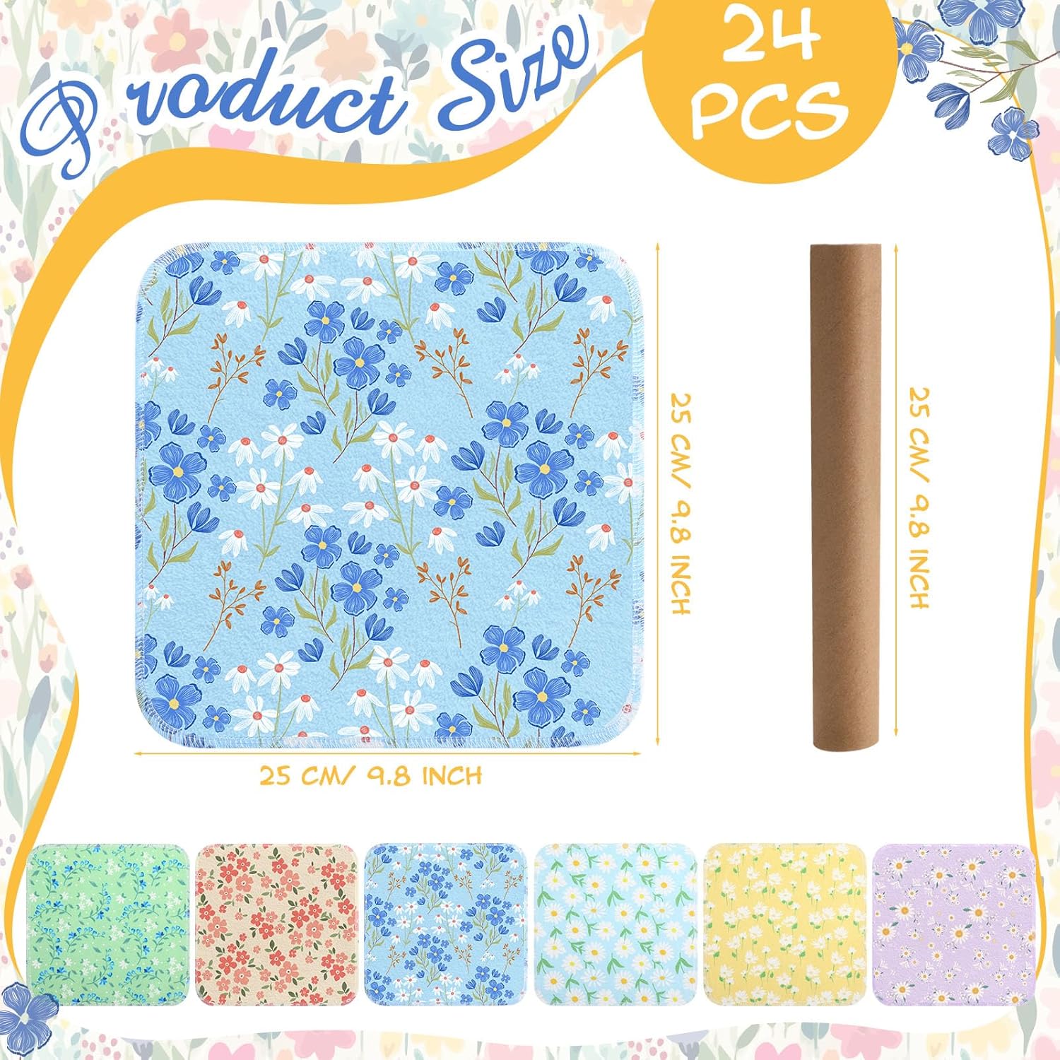 Tiamon 24 Pcs Reusable Daisy Dish Cloths