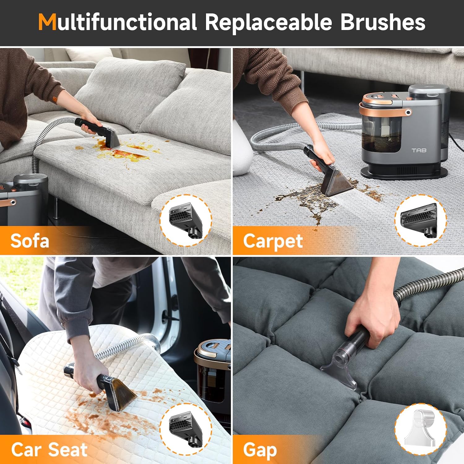 TAB Carpet Cleaner Machine with 18KPa Power