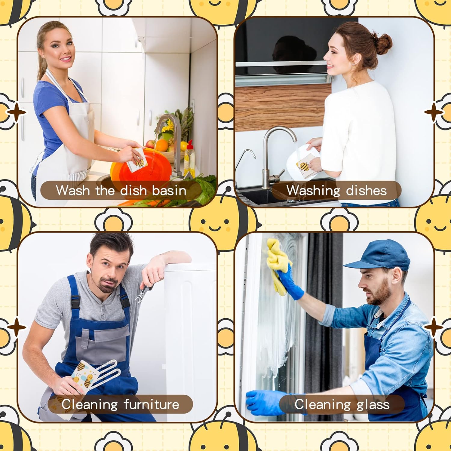 Newwiee 9 Pcs Bee Dish Cloths for Kitchen Cleaning