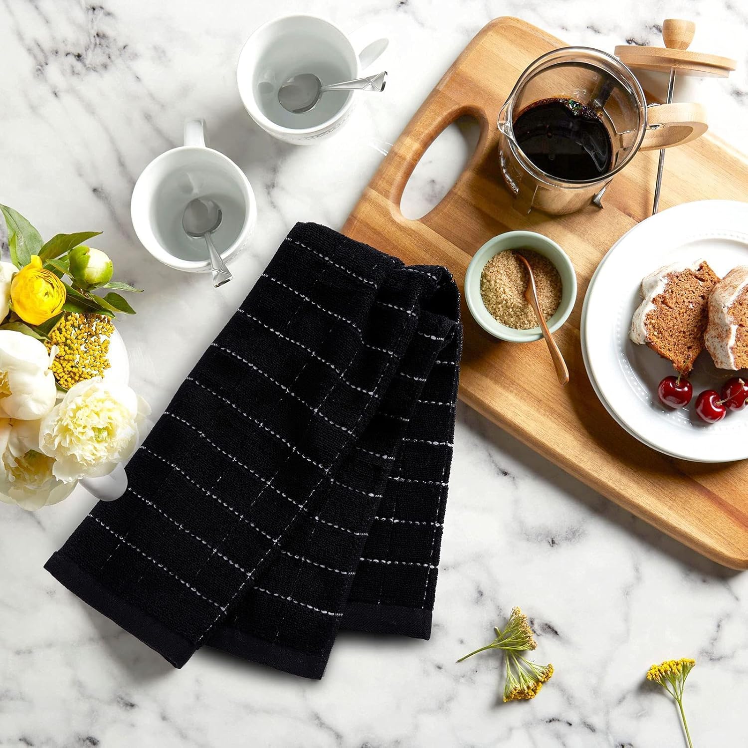 Mordimy 100 Cotton Dish Towels 16x26 4 Pack Black