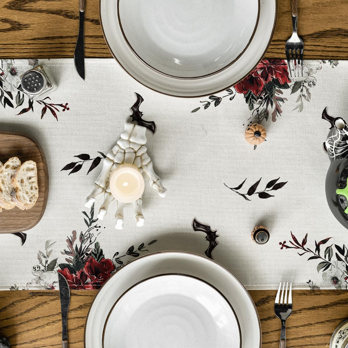 Artoid Mode Halloween Table Runner with Black Cat Design