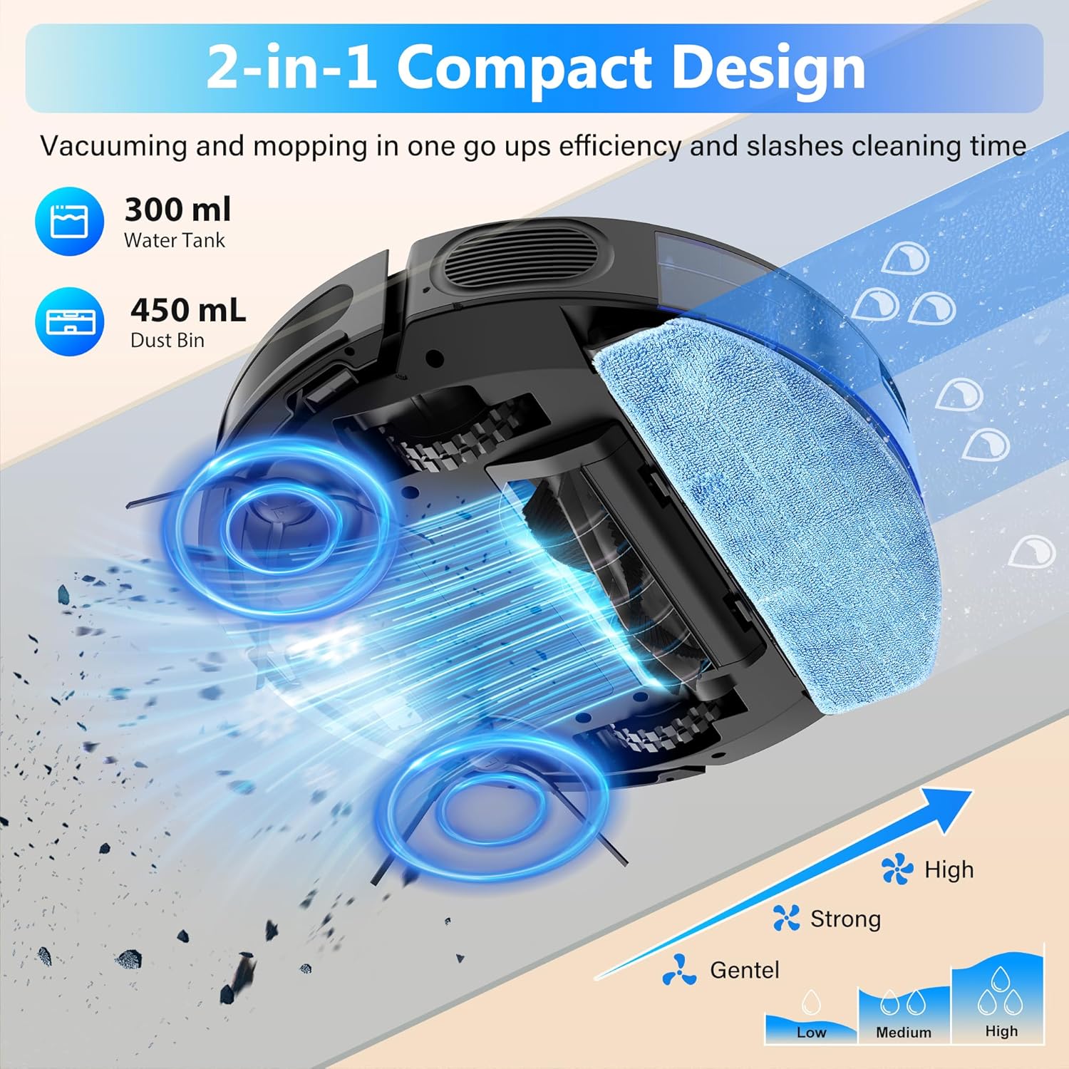 Tikom Robot Vacuum and Mop Combo with 5000Pa Suction