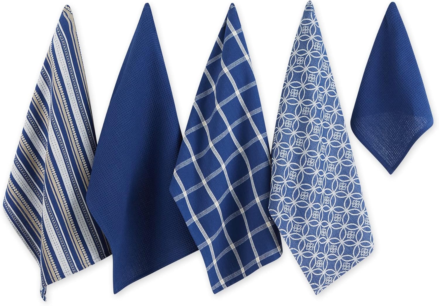 DII Assorted Woven Kitchen Towel Set 5 Piece