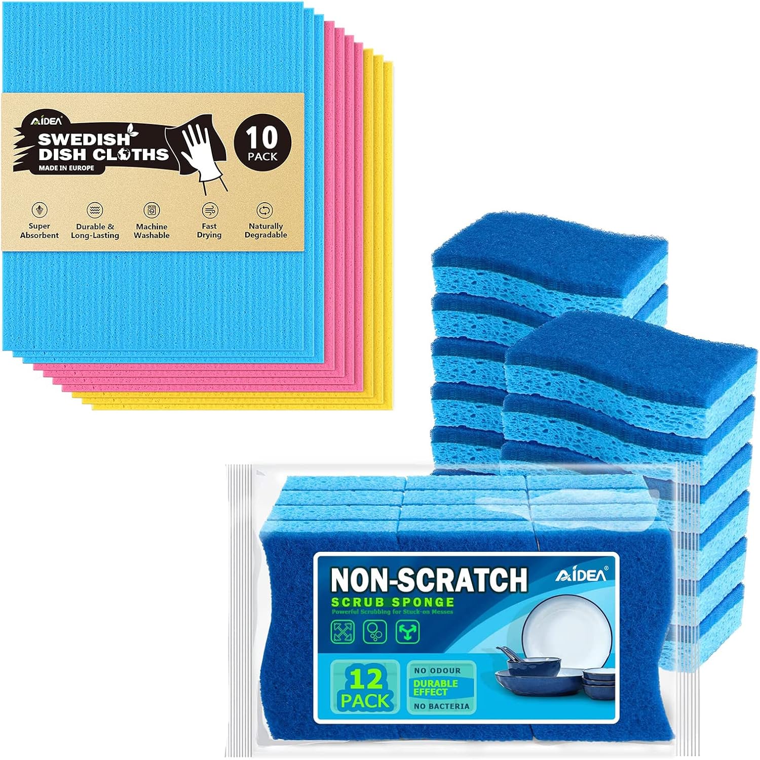 AIDEA Brite Non Scratch Scrub Sponge 24 Count